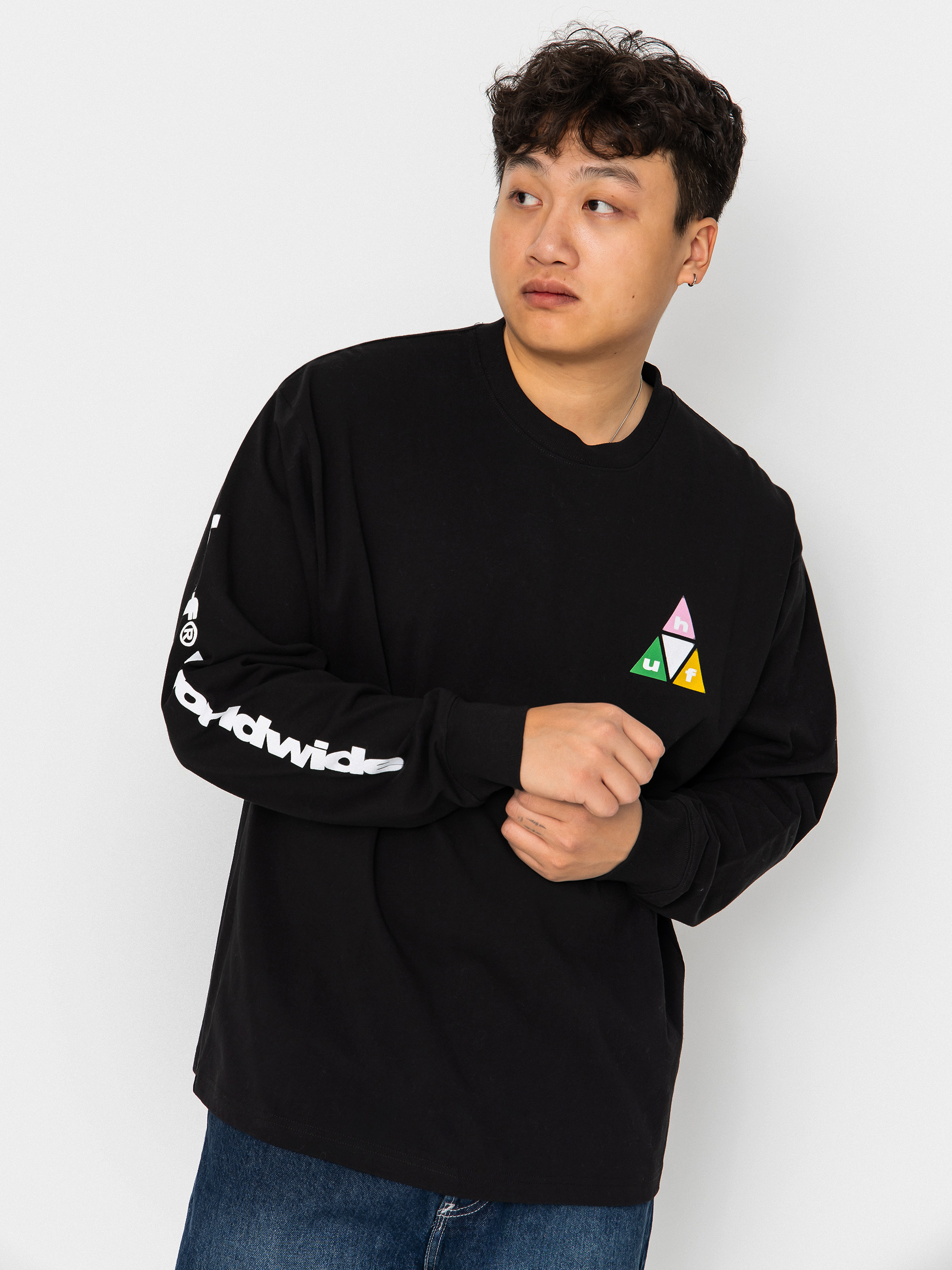 Hosszú ujjú felső HUF Prism Tt (black)