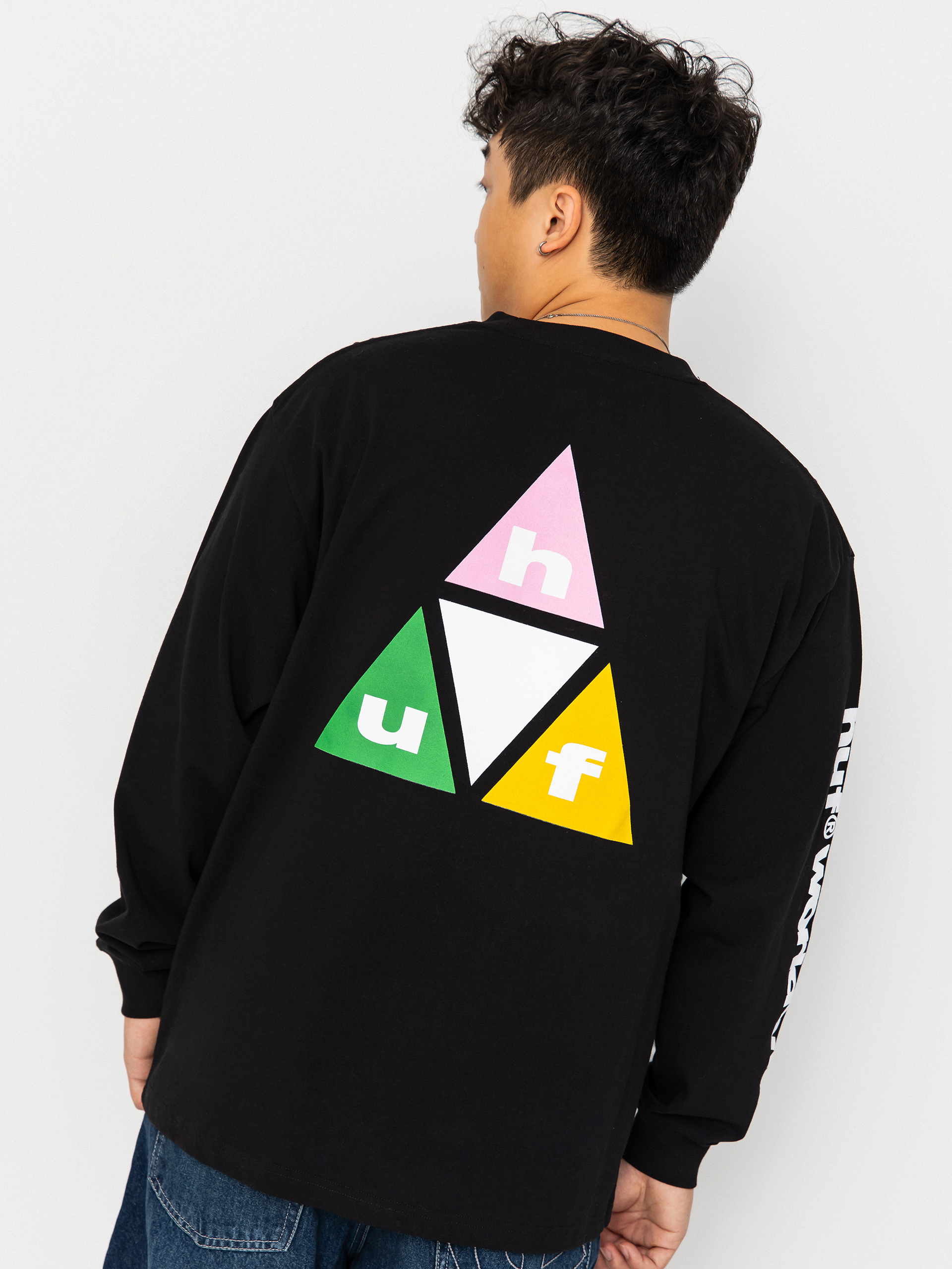 Hosszú ujjú felső HUF Prism Tt (black)