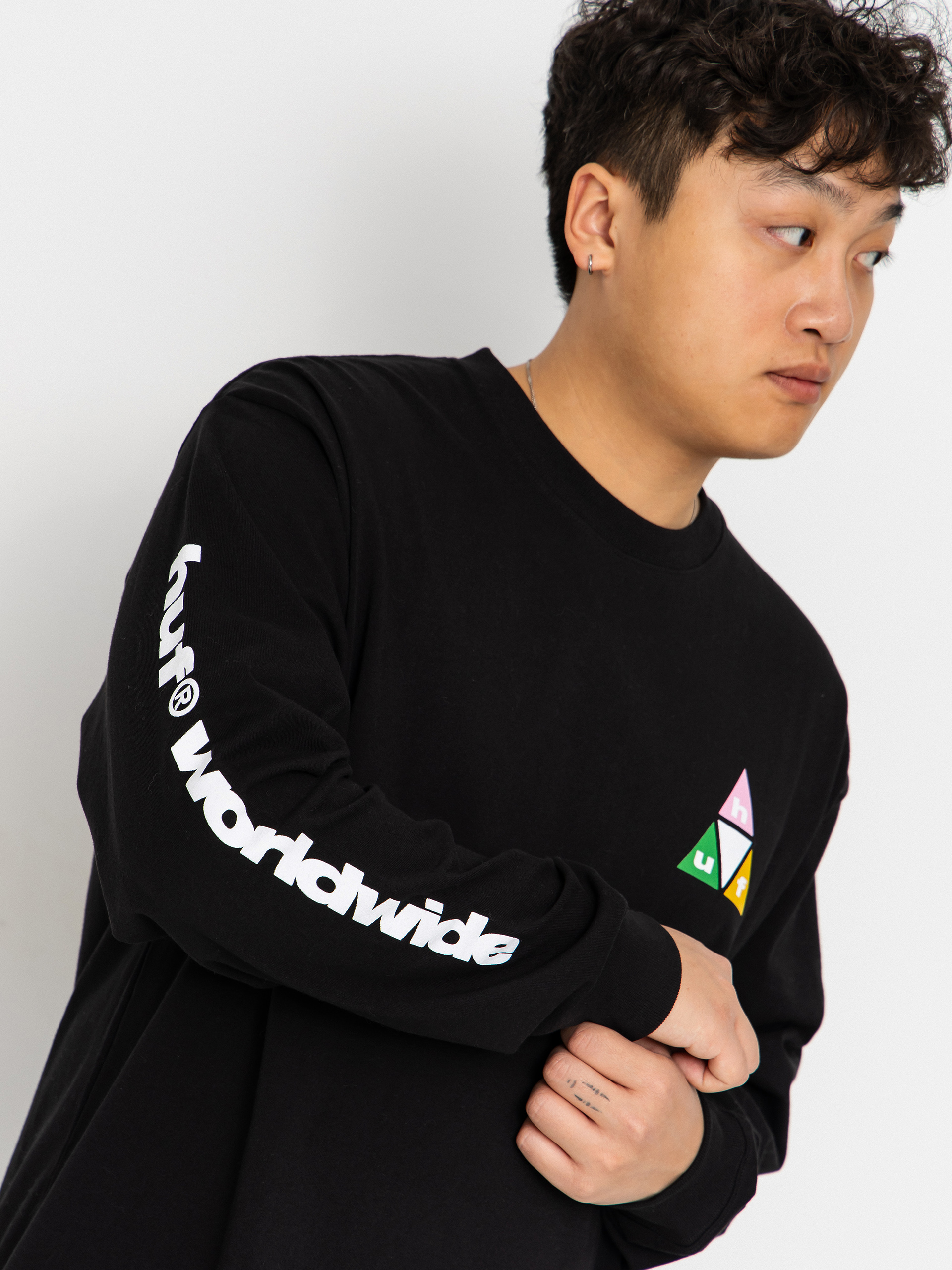 Hosszú ujjú felső HUF Prism Tt (black)