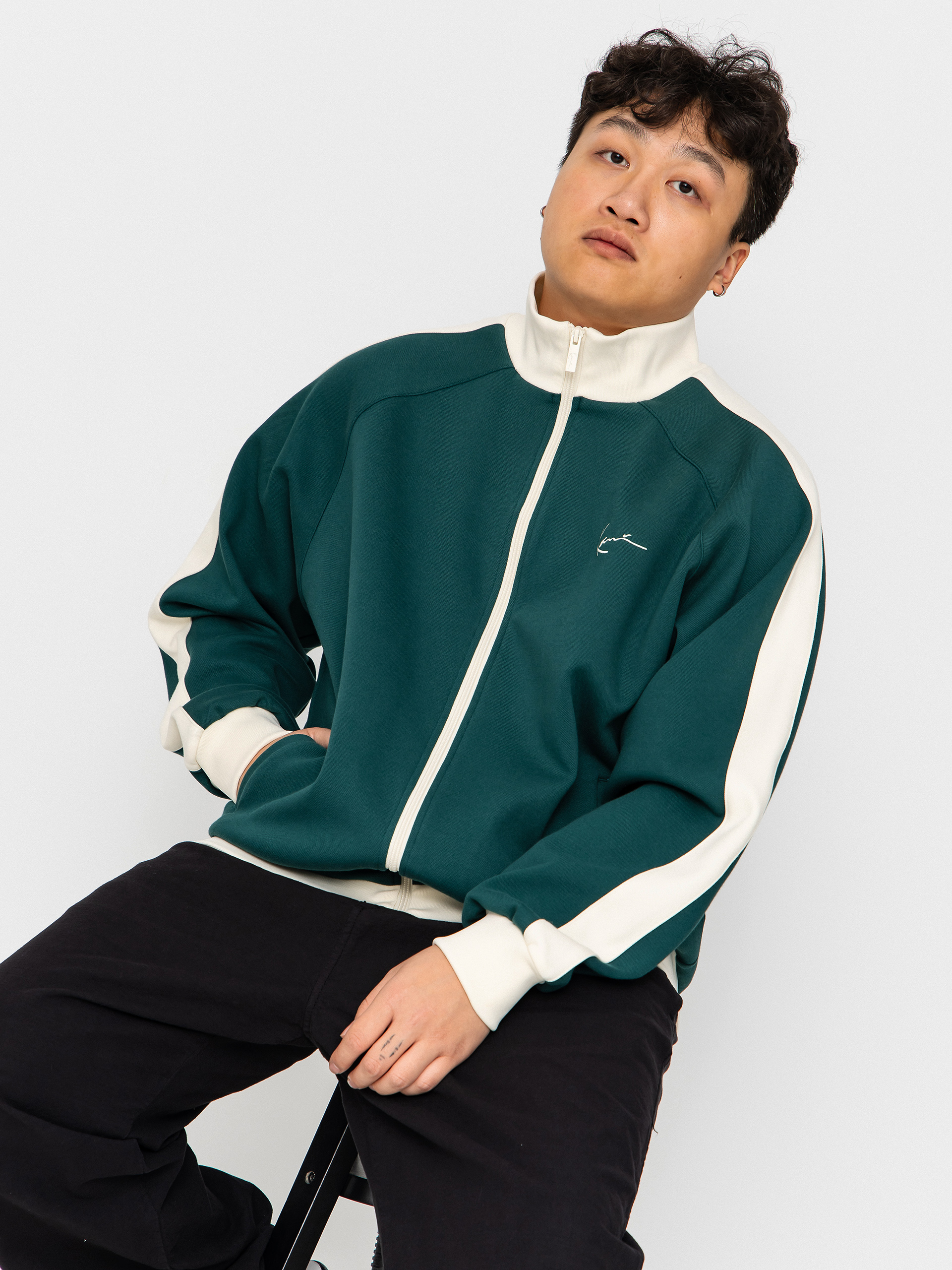 Pulóver Karl Kani Signature Sidestripe Pique (green)