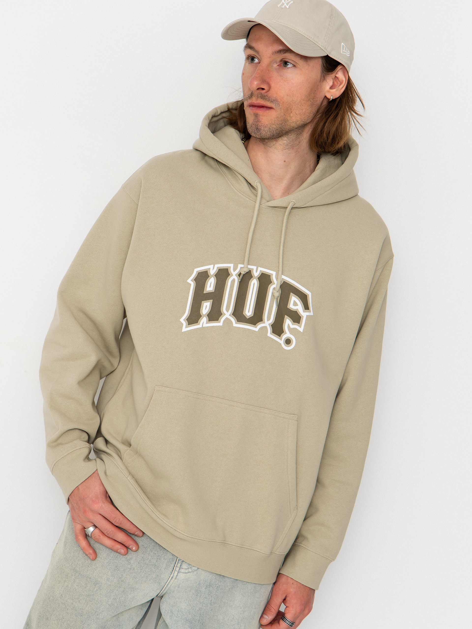 HUF Classic Arch HD Kapucnis pulóver (sand)