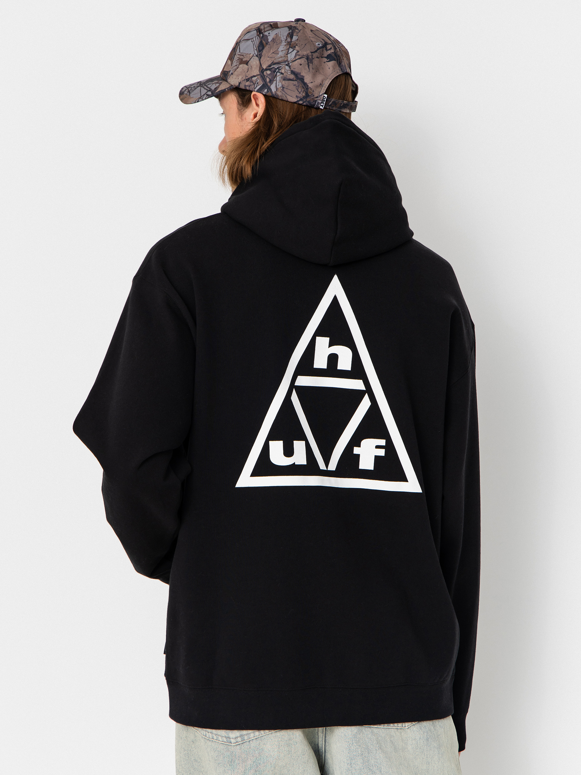 HUF Triple Triangle HD Kapucnis pulóver (black/white)