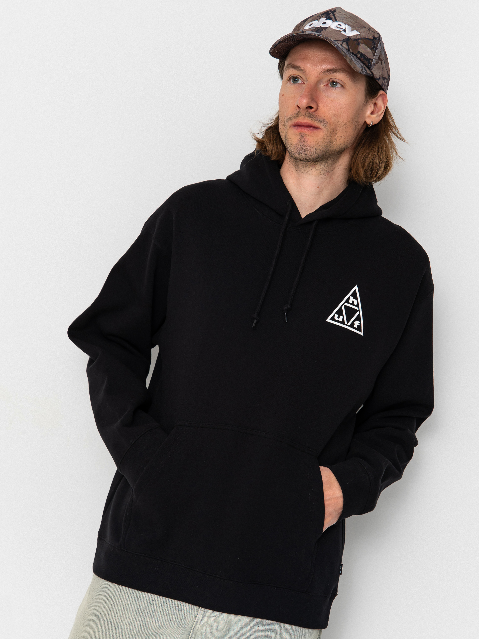 HUF Triple Triangle HD Kapucnis pulóver (black/white)