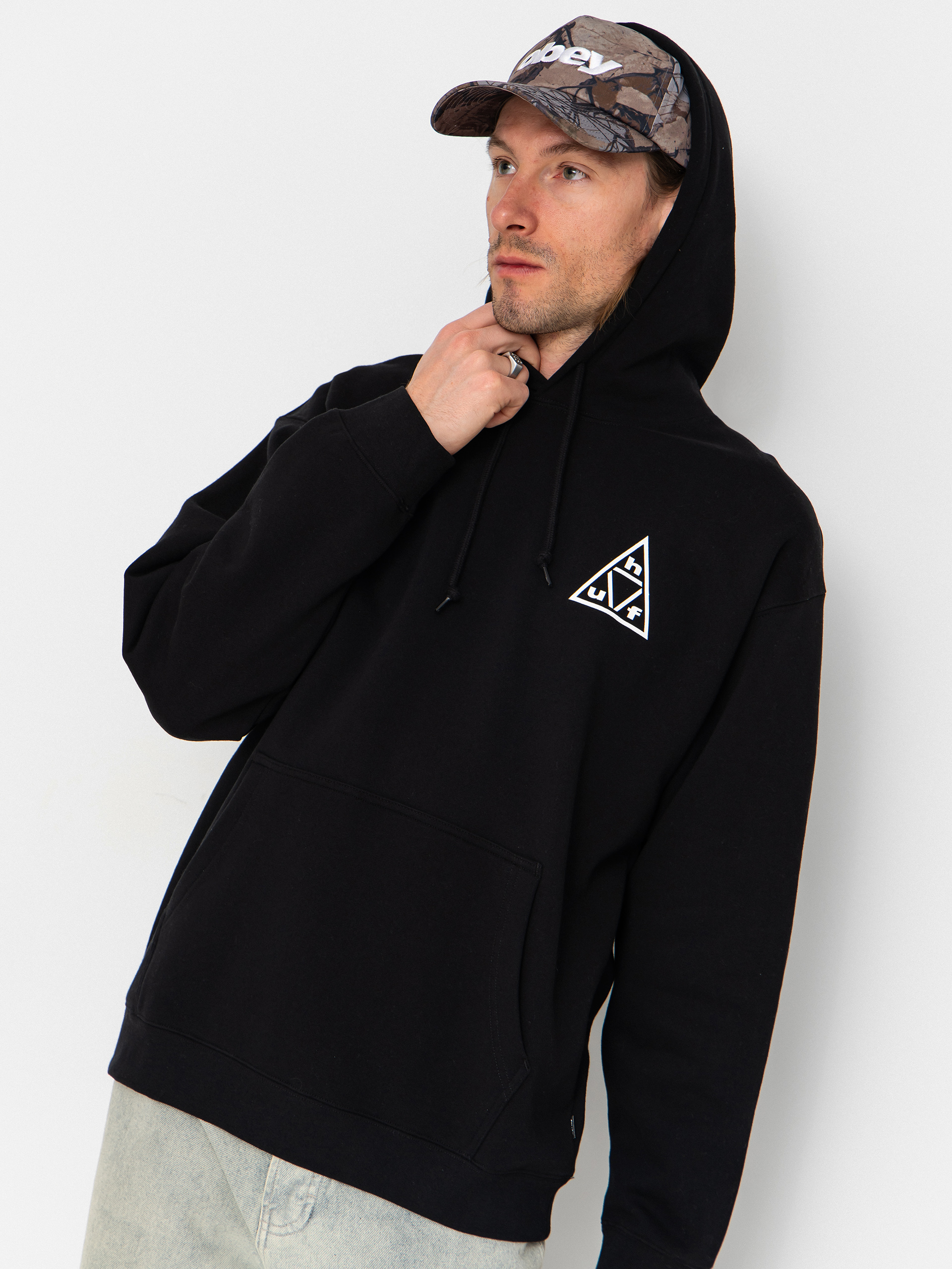 HUF Triple Triangle HD Kapucnis pulóver (black/white)