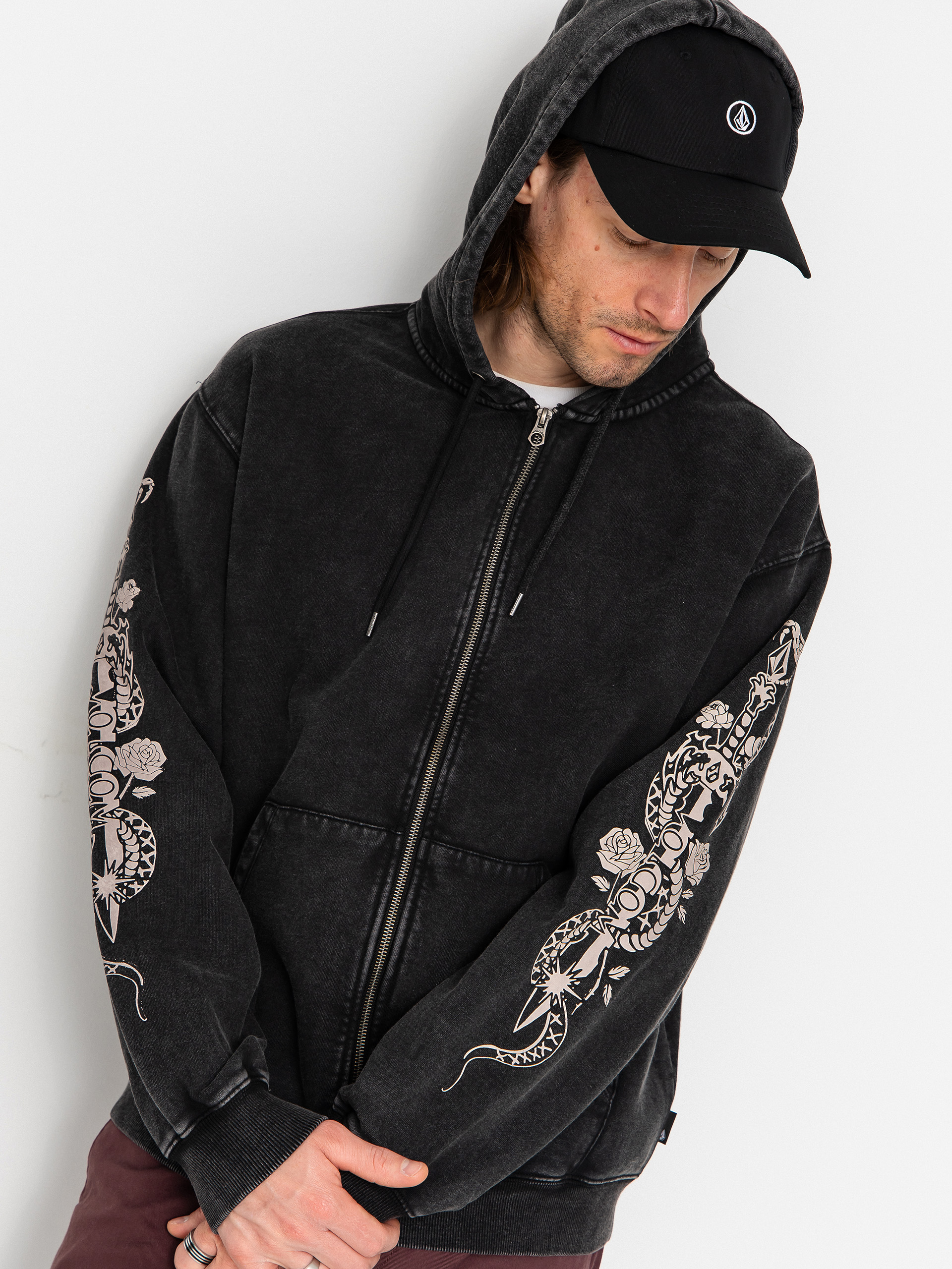 Volcom Die By The Stone ZIP Pulóver (light acid black)