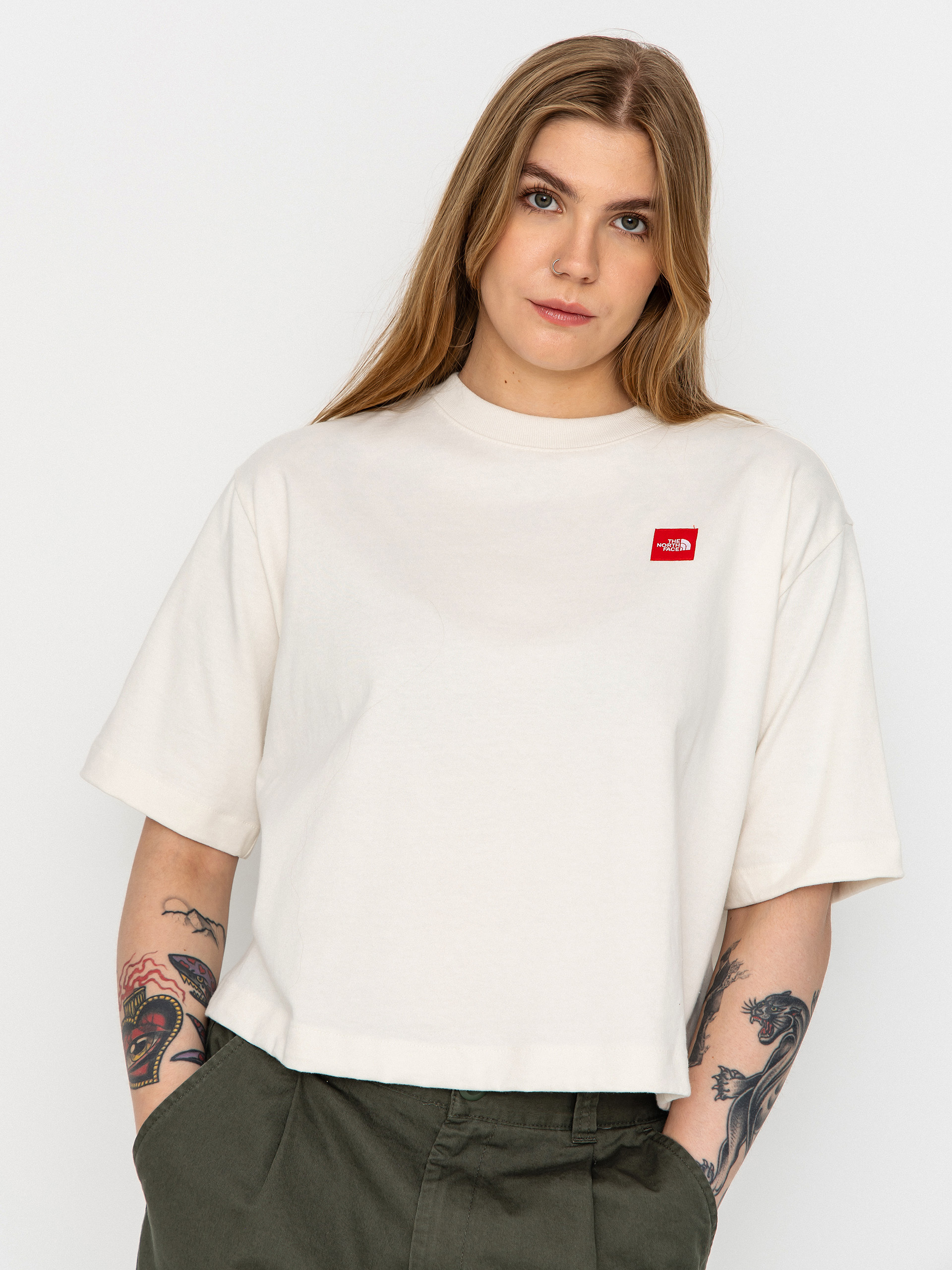 Póló The North Face Tnf Red Box Boxy Wmn (white dune)