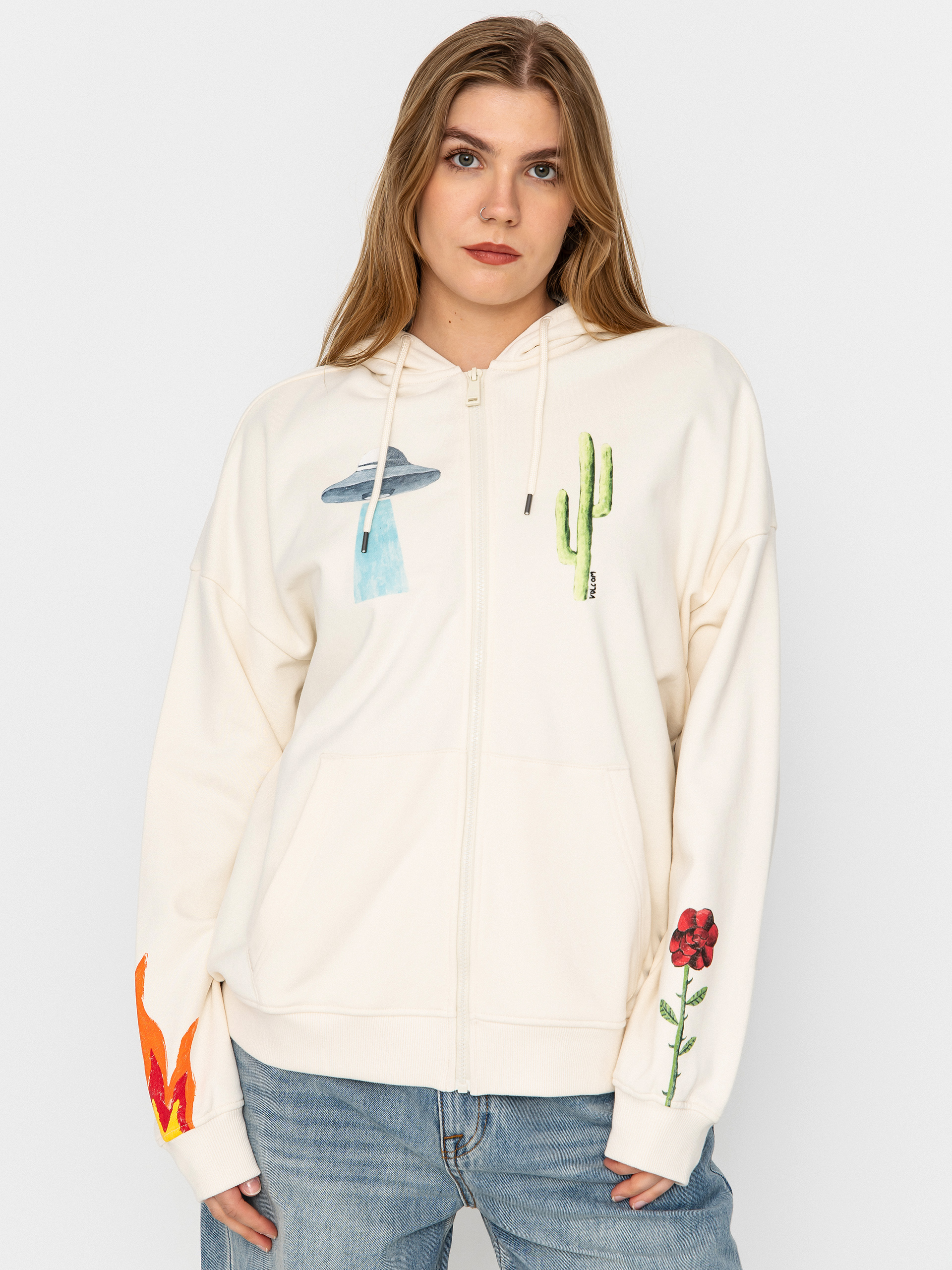 Volcom Fa Mickey Mason ZHD Wmn Kapucnis pulóver (off white)