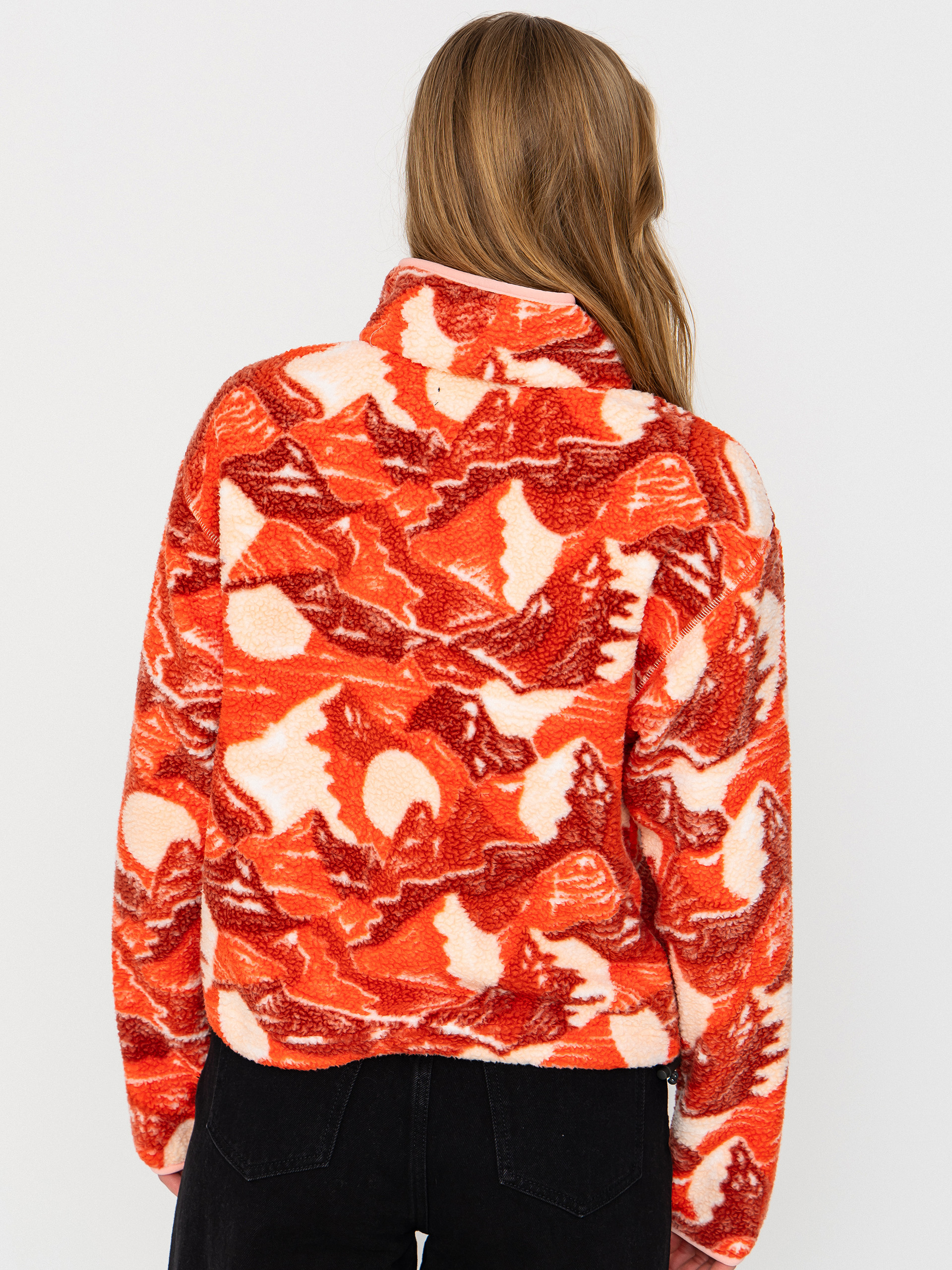 Női Columbia Helvetia II Printed Cropped Half Snap Polár pulóver (poppy red/sunscape)