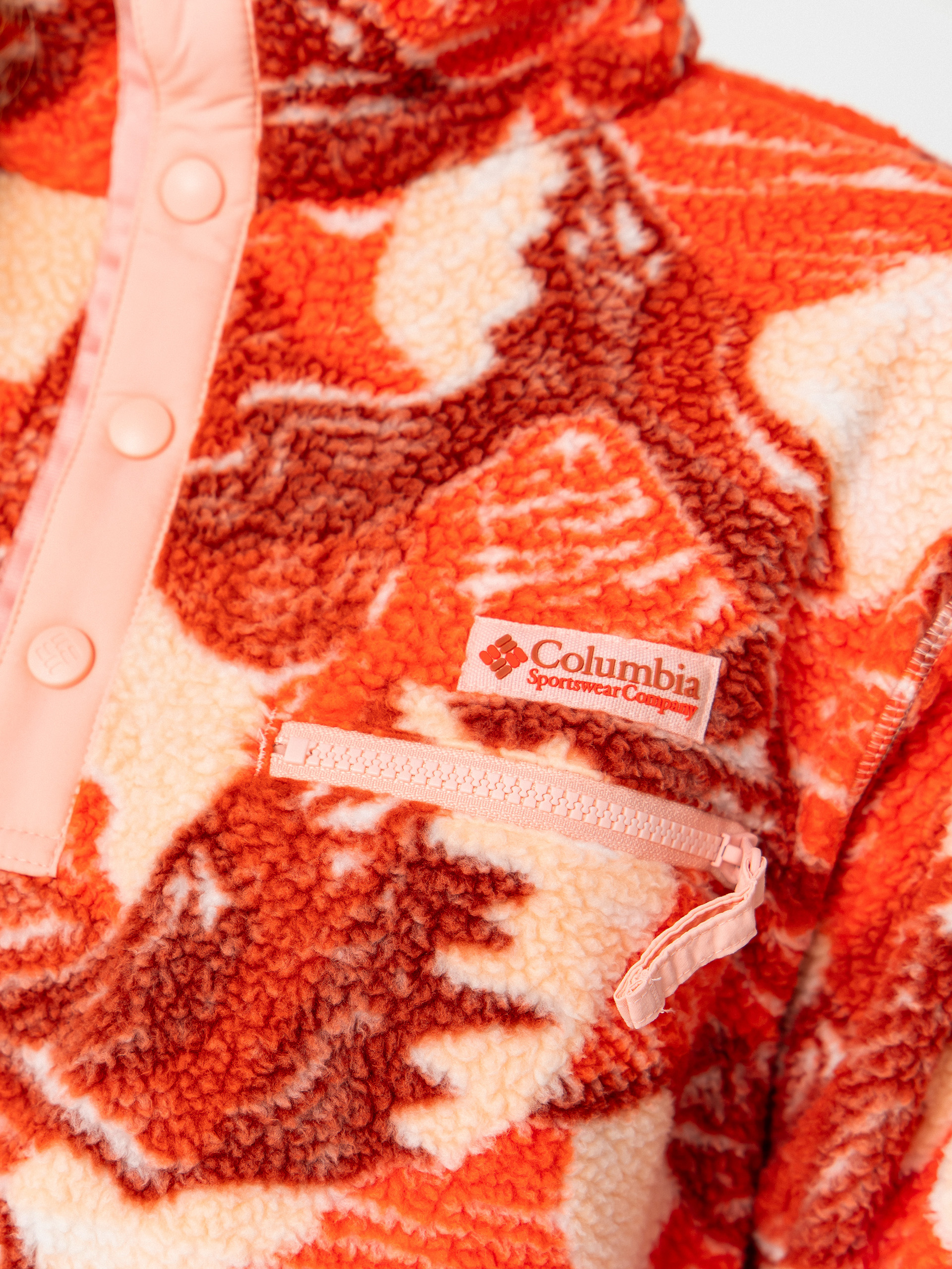 Női Columbia Helvetia II Printed Cropped Half Snap Polár pulóver (poppy red/sunscape)