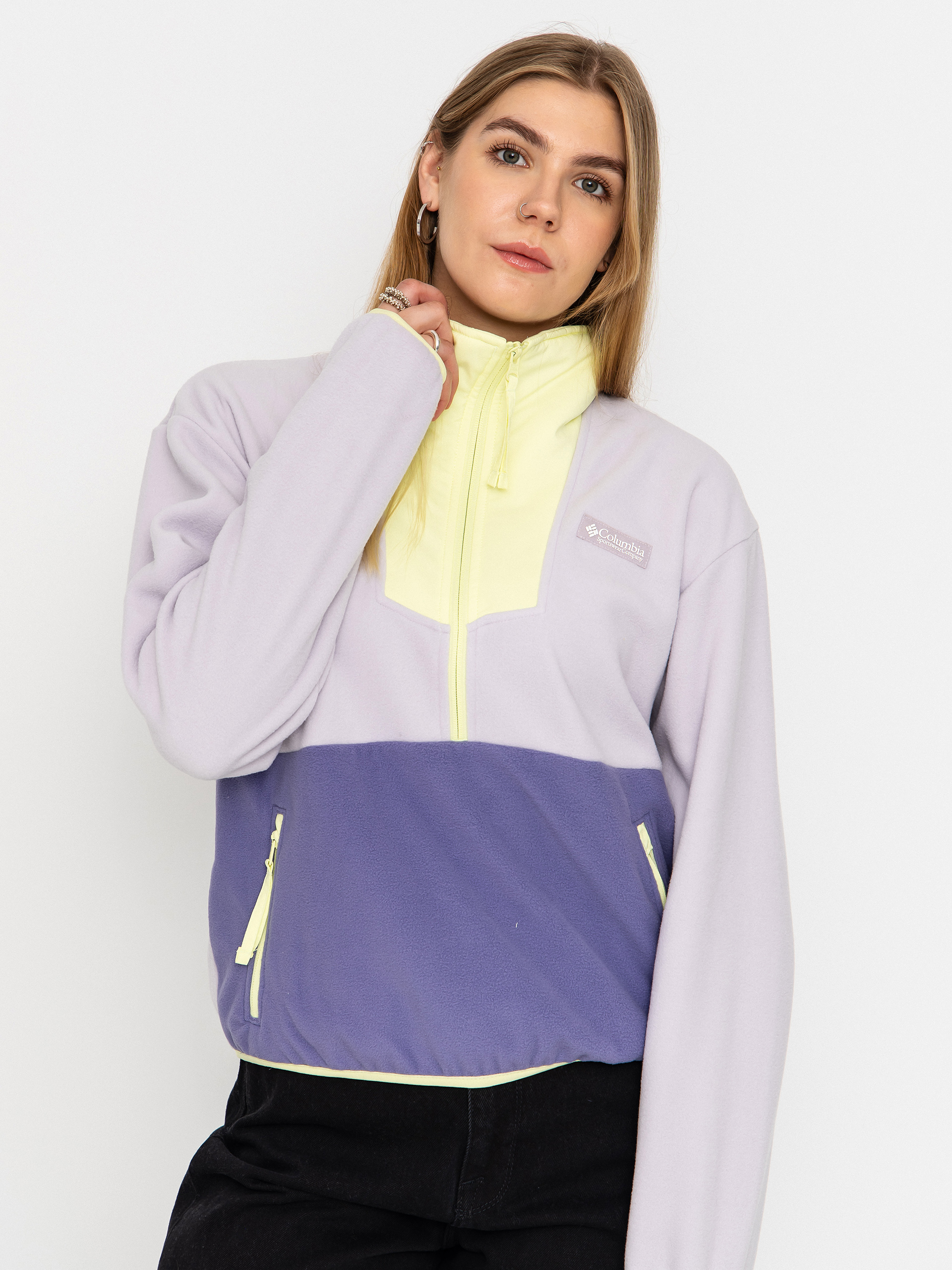 Columbia Sequoia Grove 1/2 Zip Wmn Polár pulóver (lavender pearl/stormwatch/citron haze)