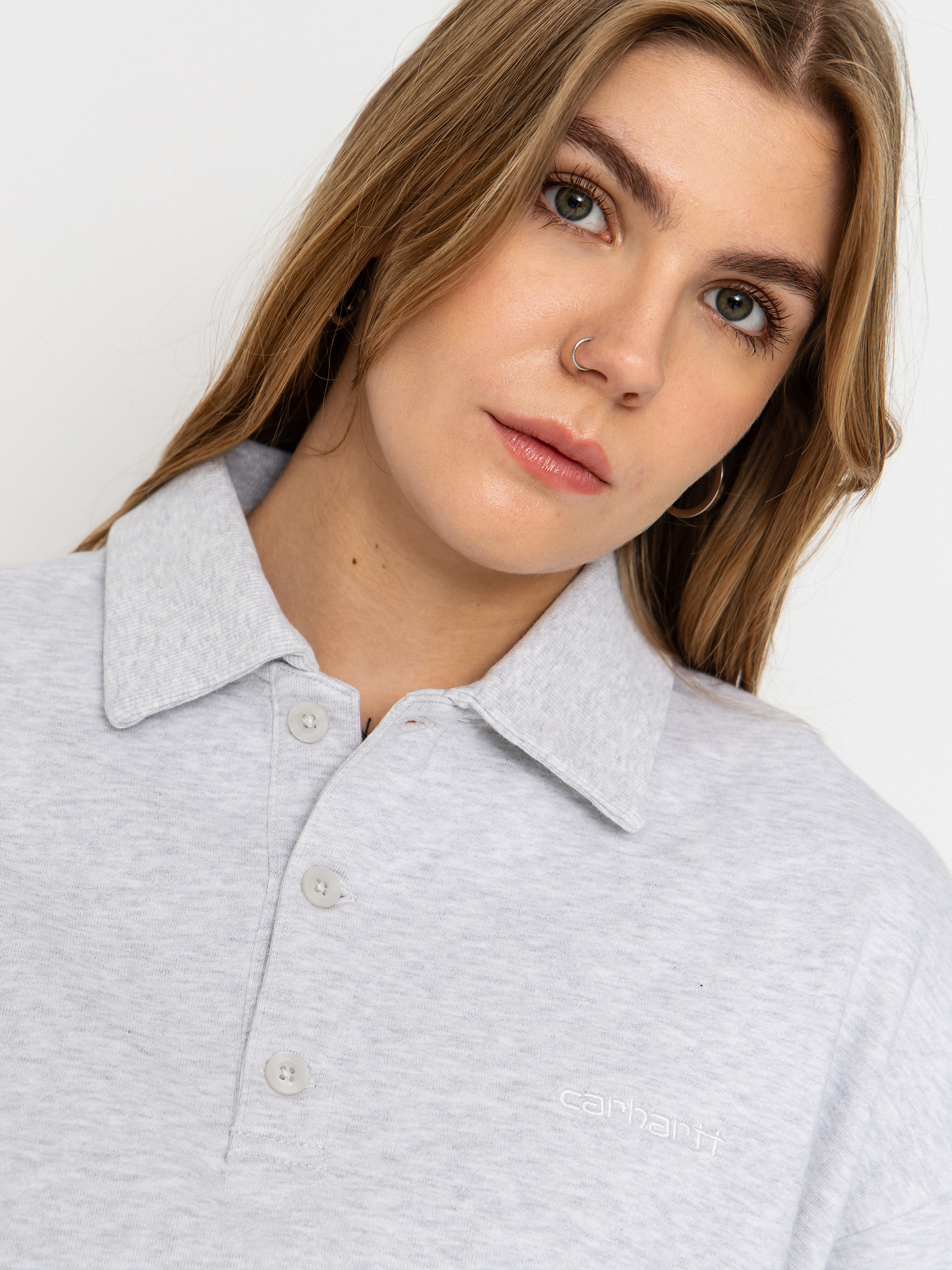 Carhartt WIP Brenta Polo Wmn Pulóver (ash heather/white)