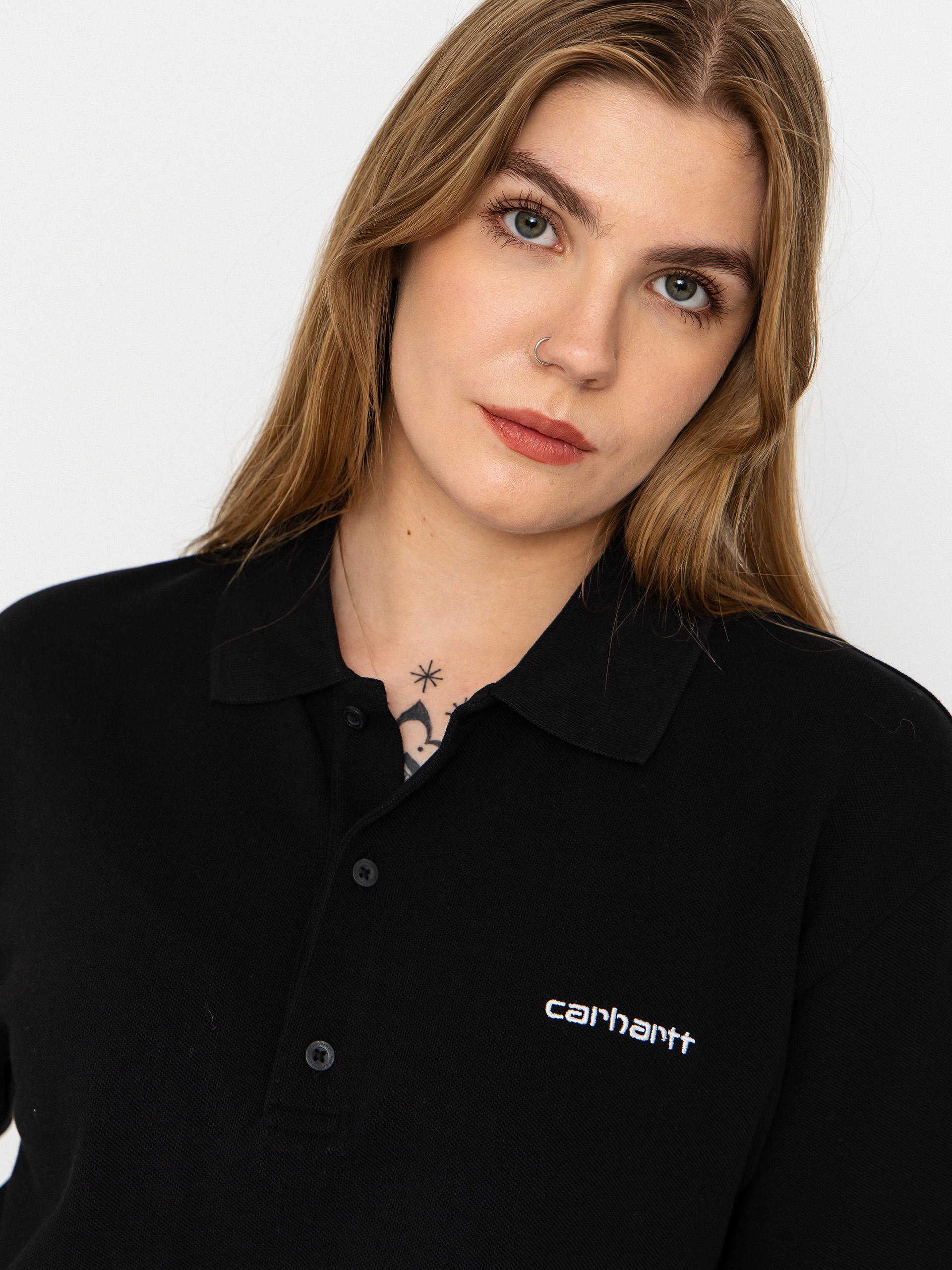 Póló Carhartt WIP Script Polo Wmn (black/white)
