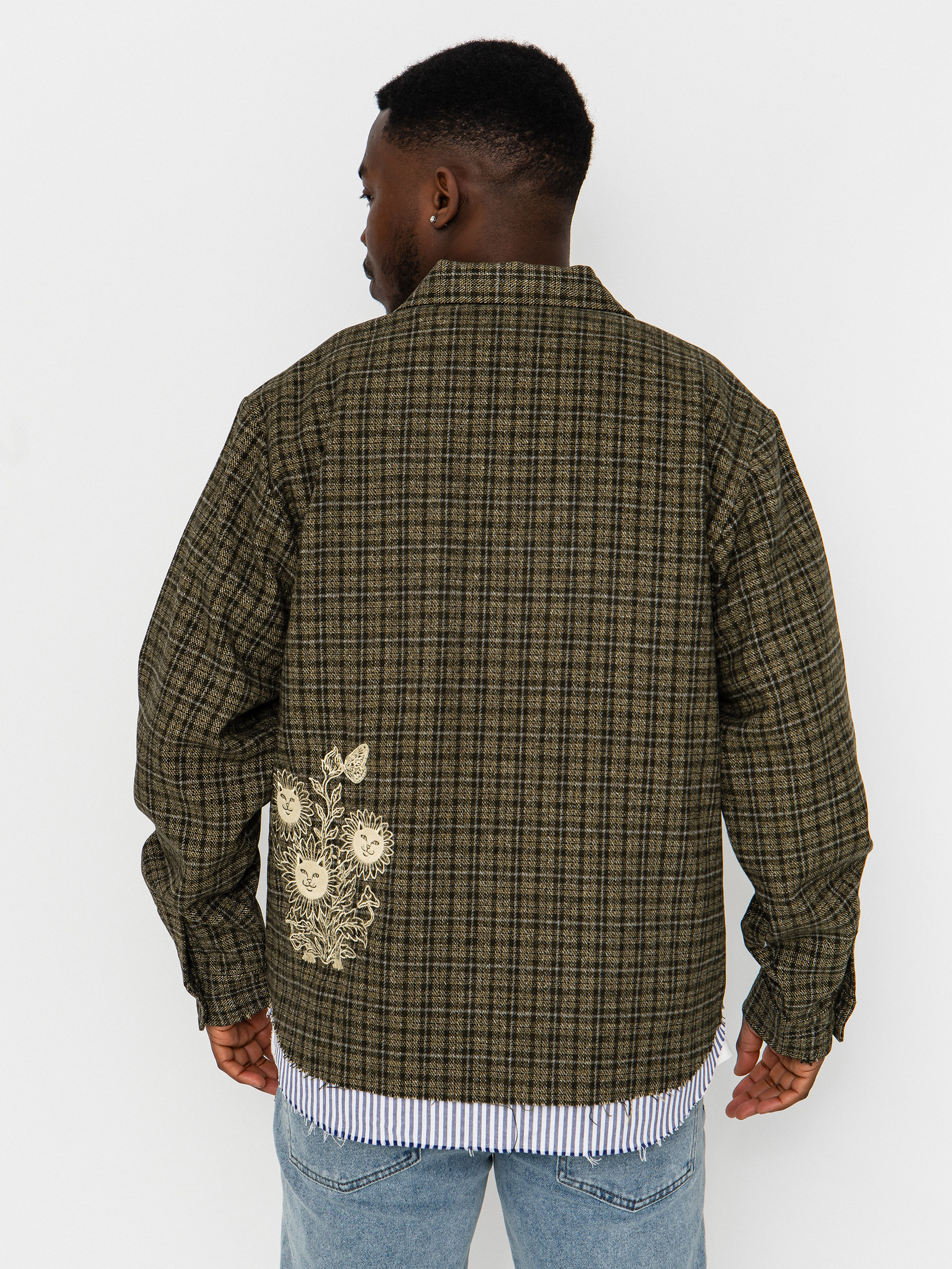 RipNDip Where The Flowers Bloom Flannel Dzseki (olive)