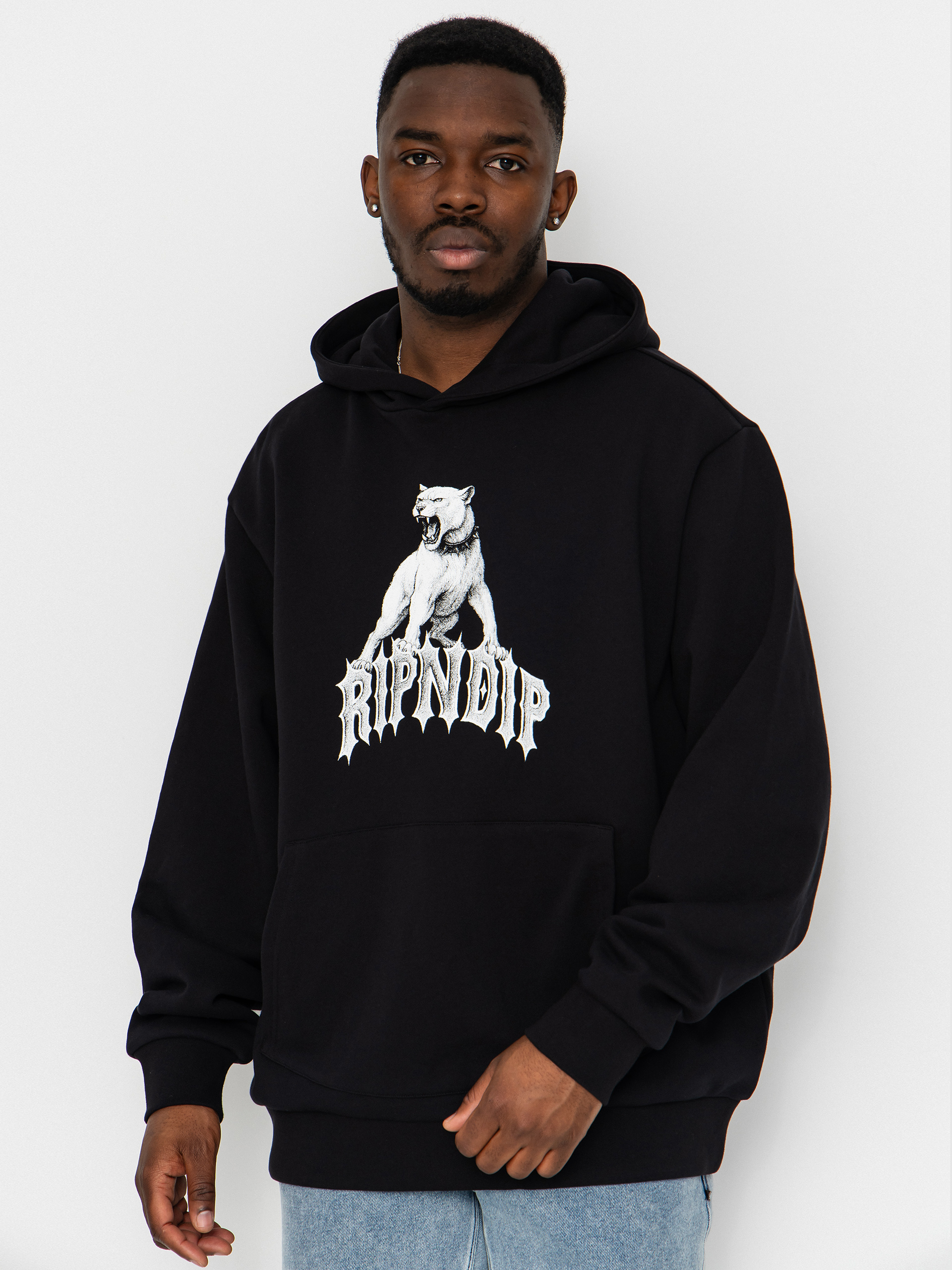 Kapucnis pulóver RipNDip Wasteland HD (black wash)