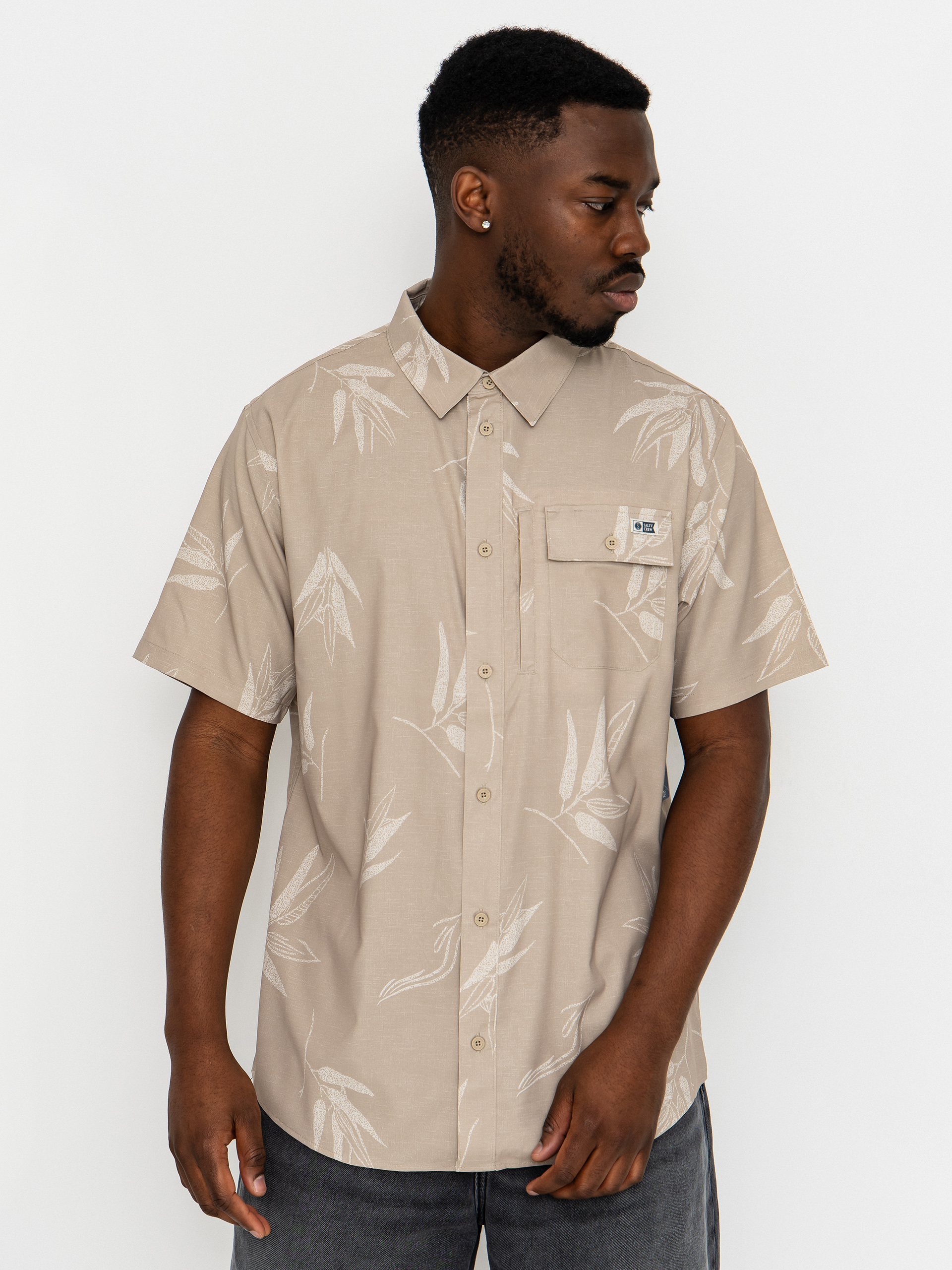 Ing Salty Crew Flagship Uv Button Up (dark khaki)