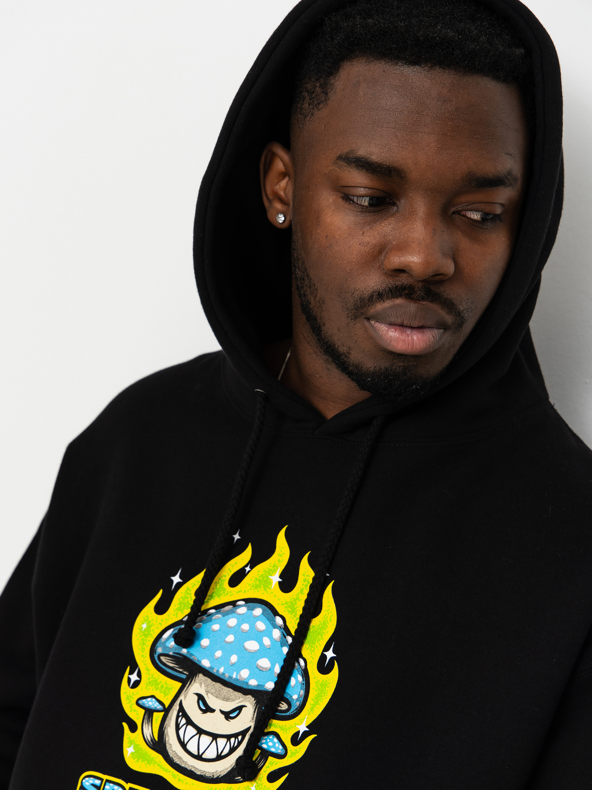 Kapucnis pulóver Spitfire Mushroom Bighead HD (black w/multi color print)
