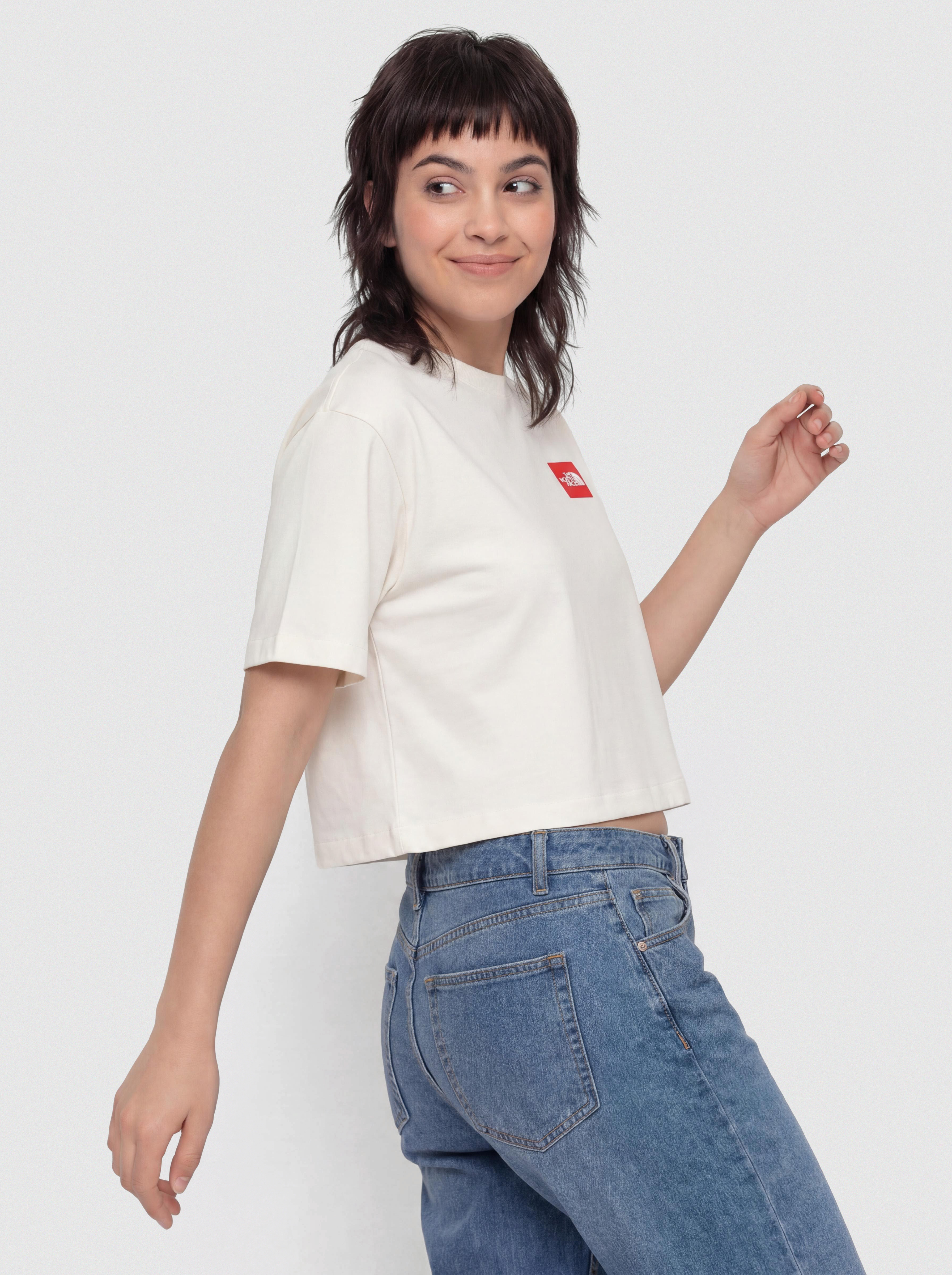 Póló The North Face Tnf Red Box Boxy Wmn (white dune)