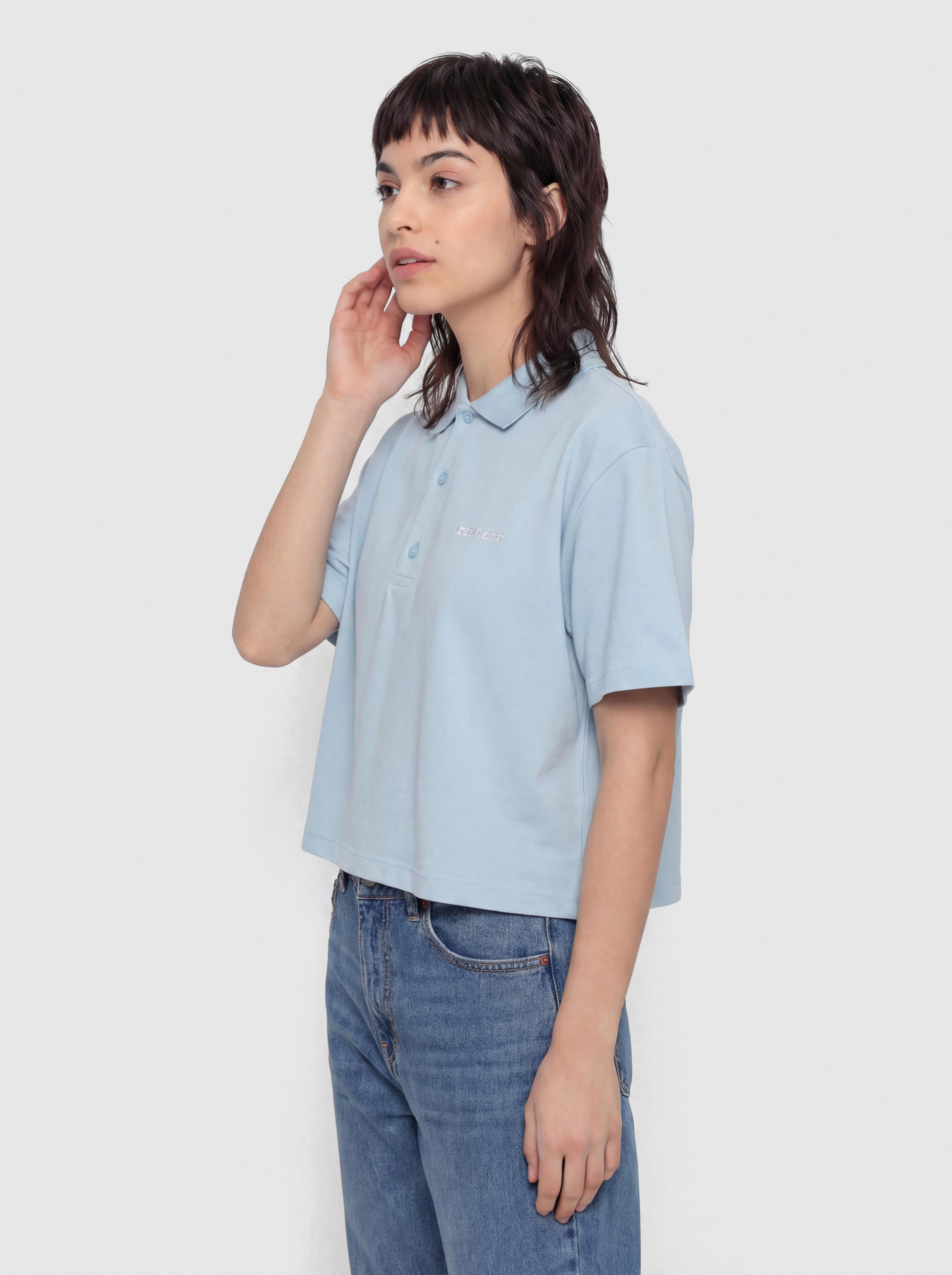 Póló Carhartt WIP Script Polo Wmn (icaria/white)