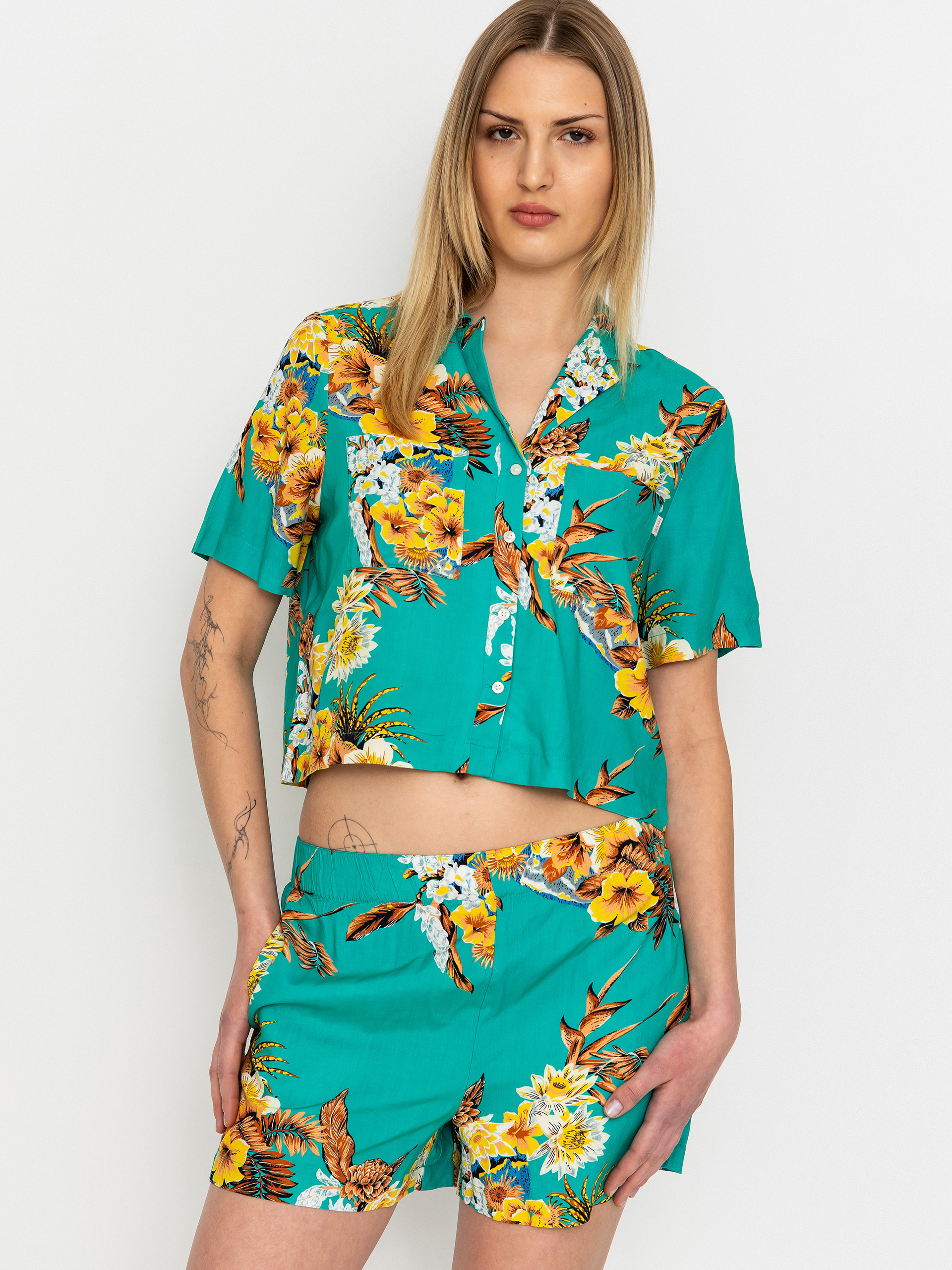Brixton Campos Button Down Wmn Ing (retro green flor campos)