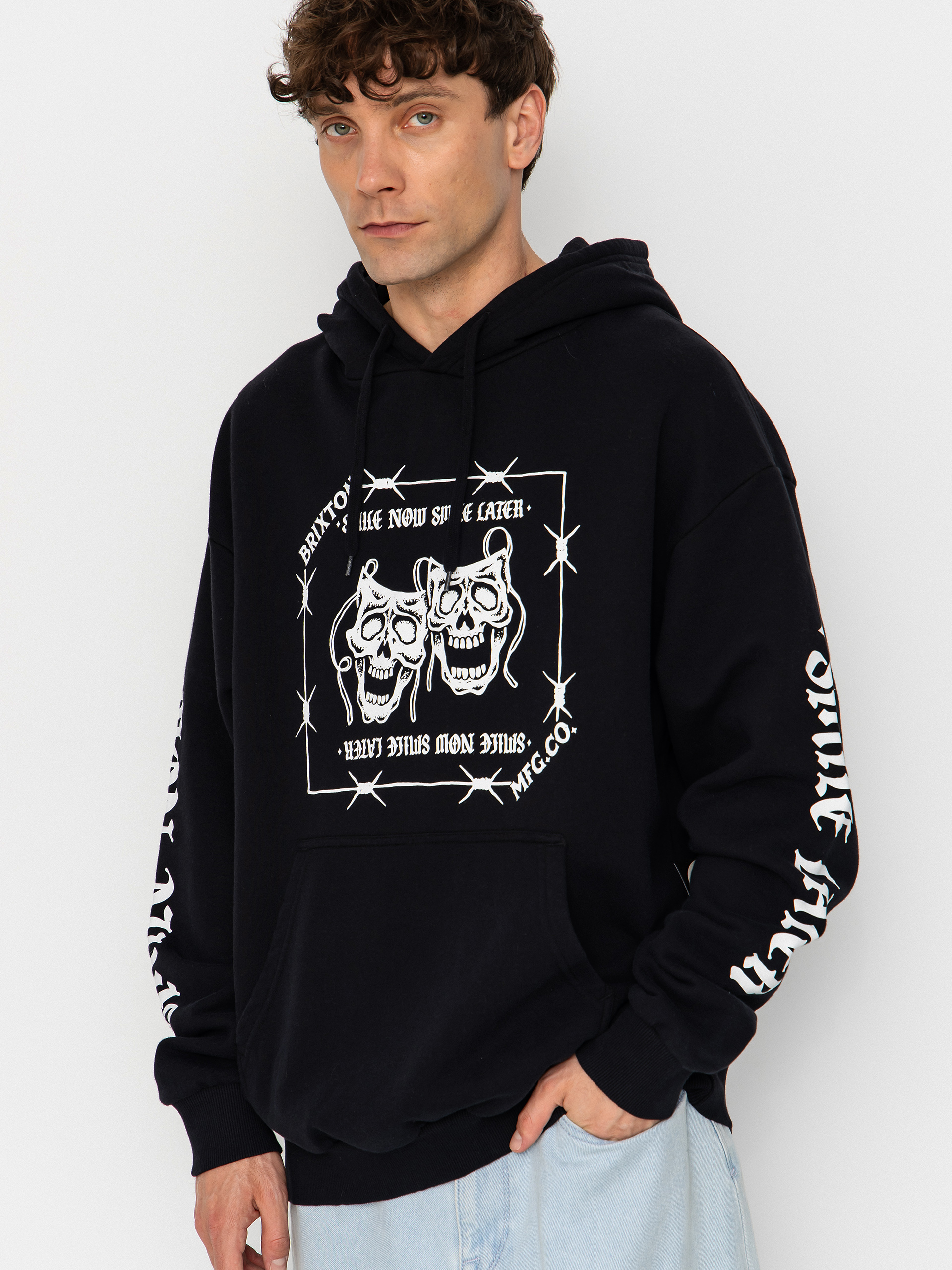 Brixton Smile Always Relaxed HD Kapucnis pulóver (black worn wash)
