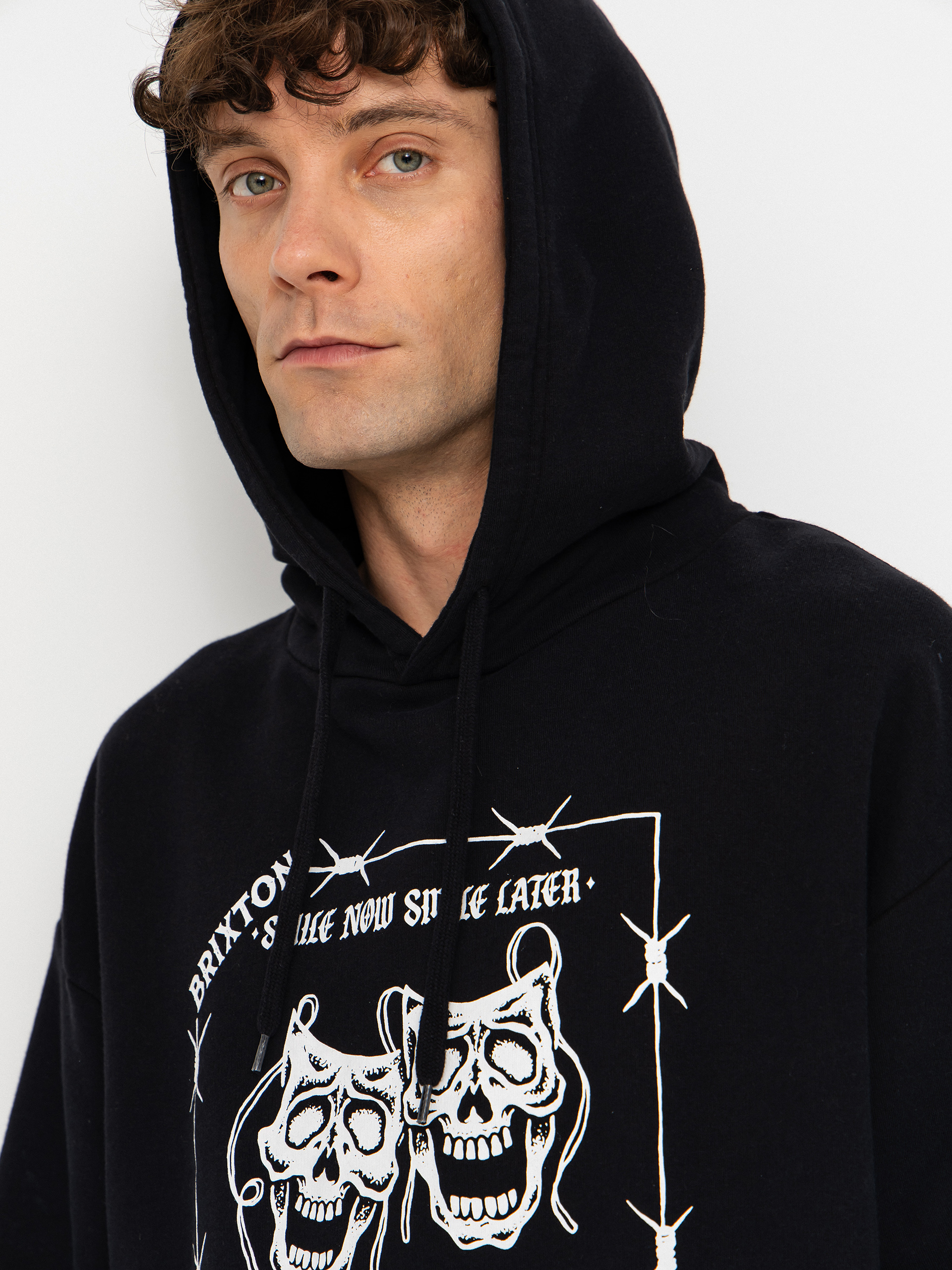 Brixton Smile Always Relaxed HD Kapucnis pulóver (black worn wash)