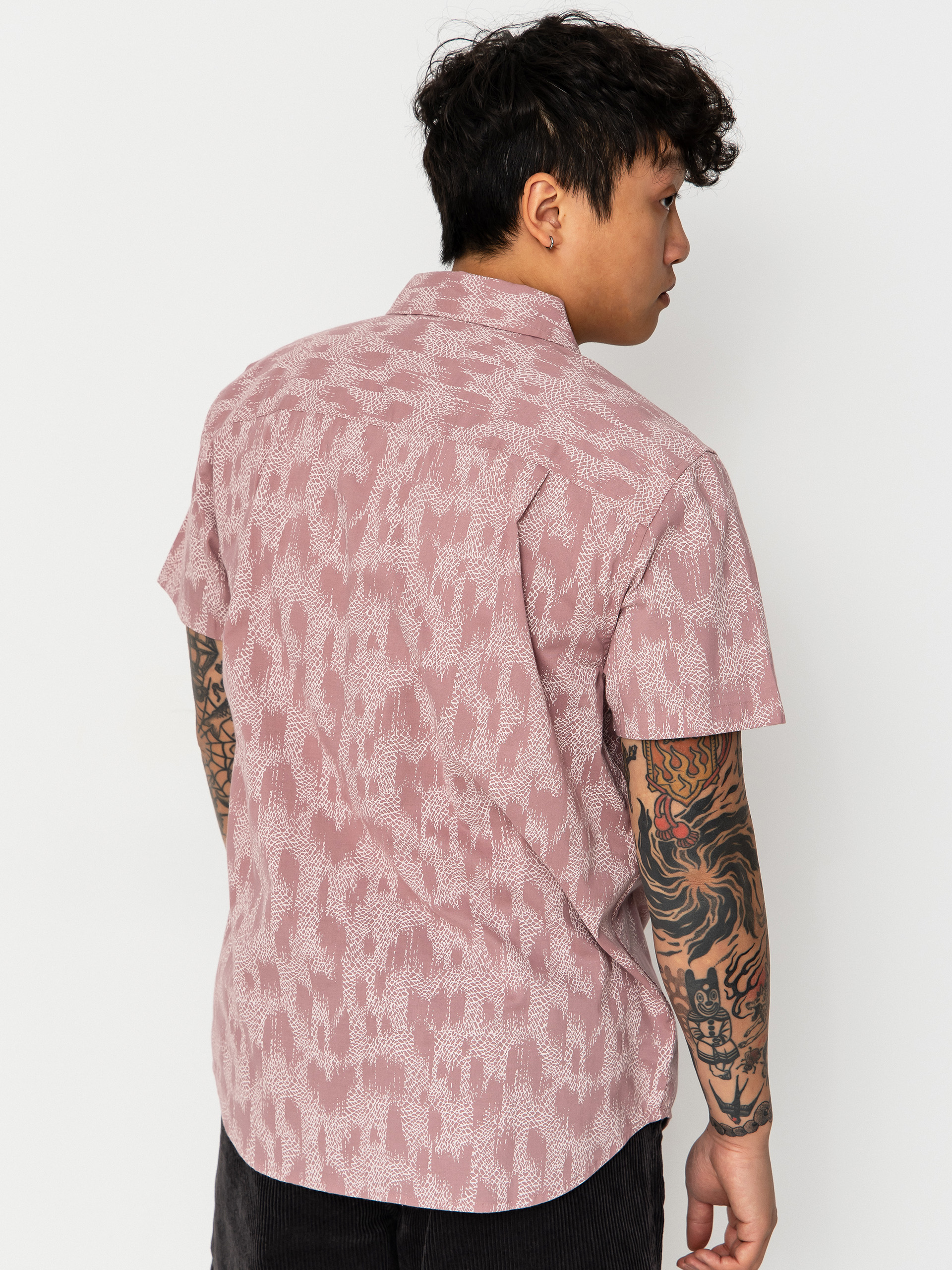 Brixton Charter Print Ing (dark pink/silver crackle paint)