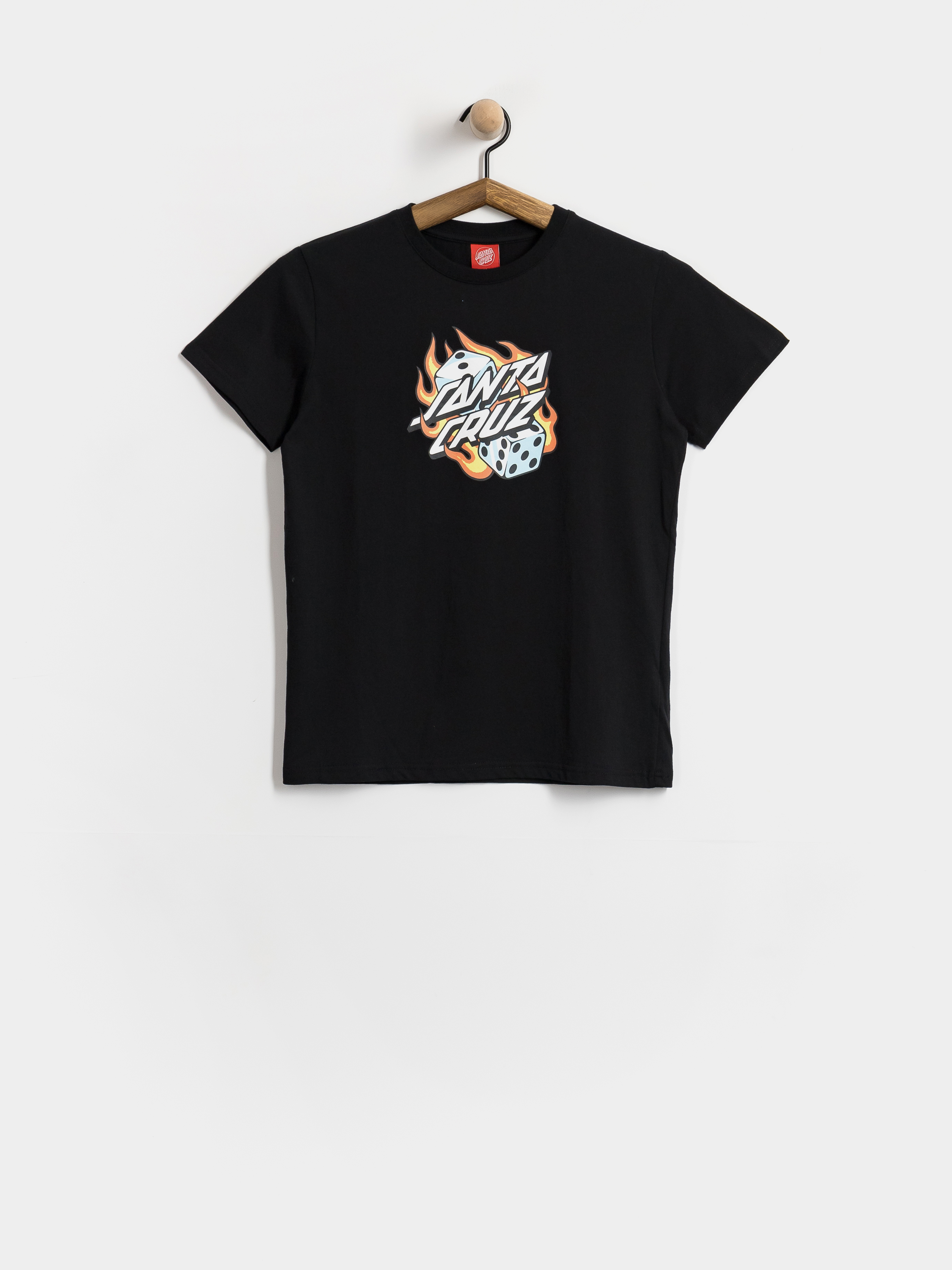 Santa Cruz Flaming Dice Dot JR Póló (black)
