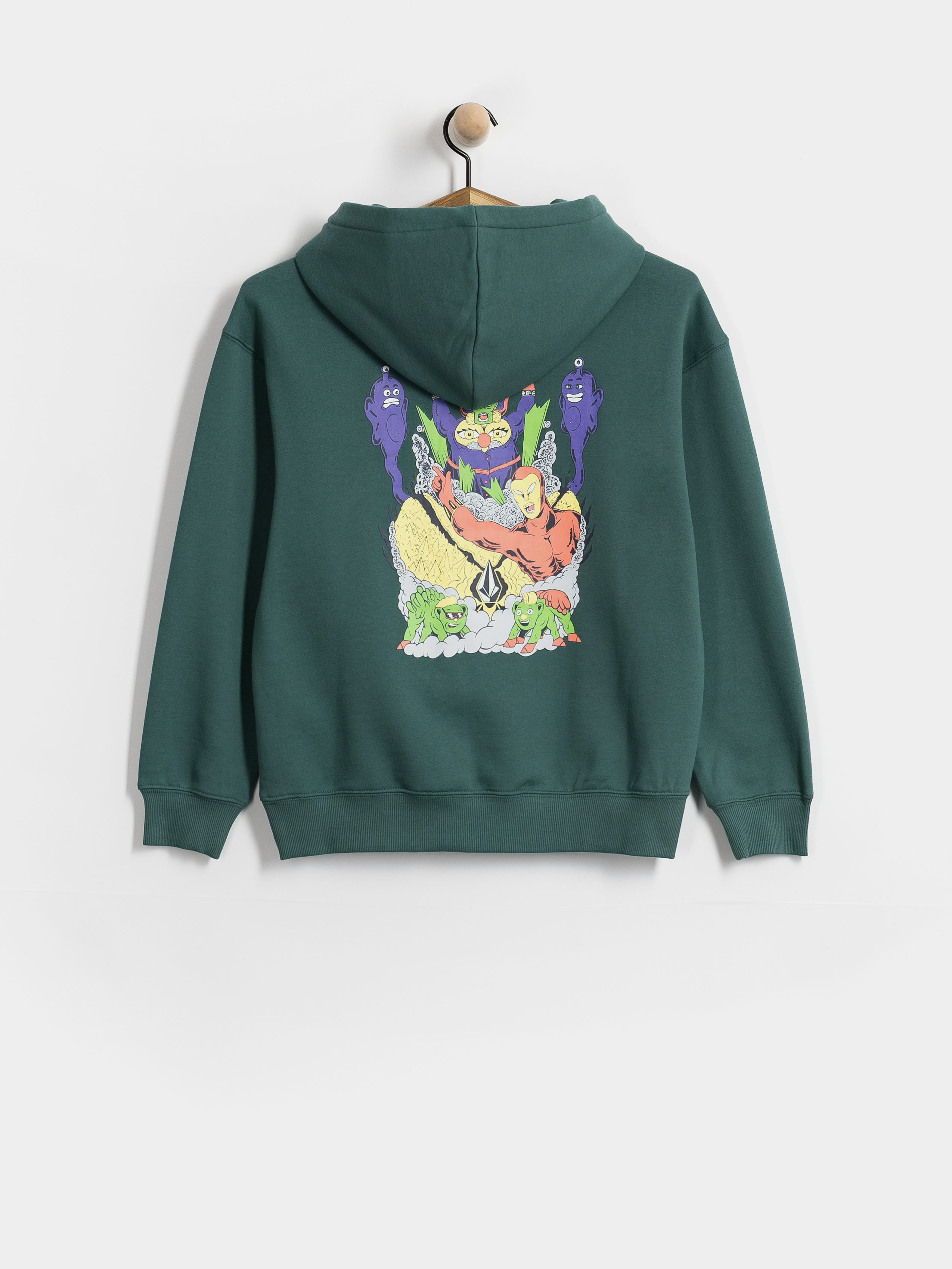 Kapucnis pulóver Volcom Fa Ben Sanaire HD JR (rifle green)