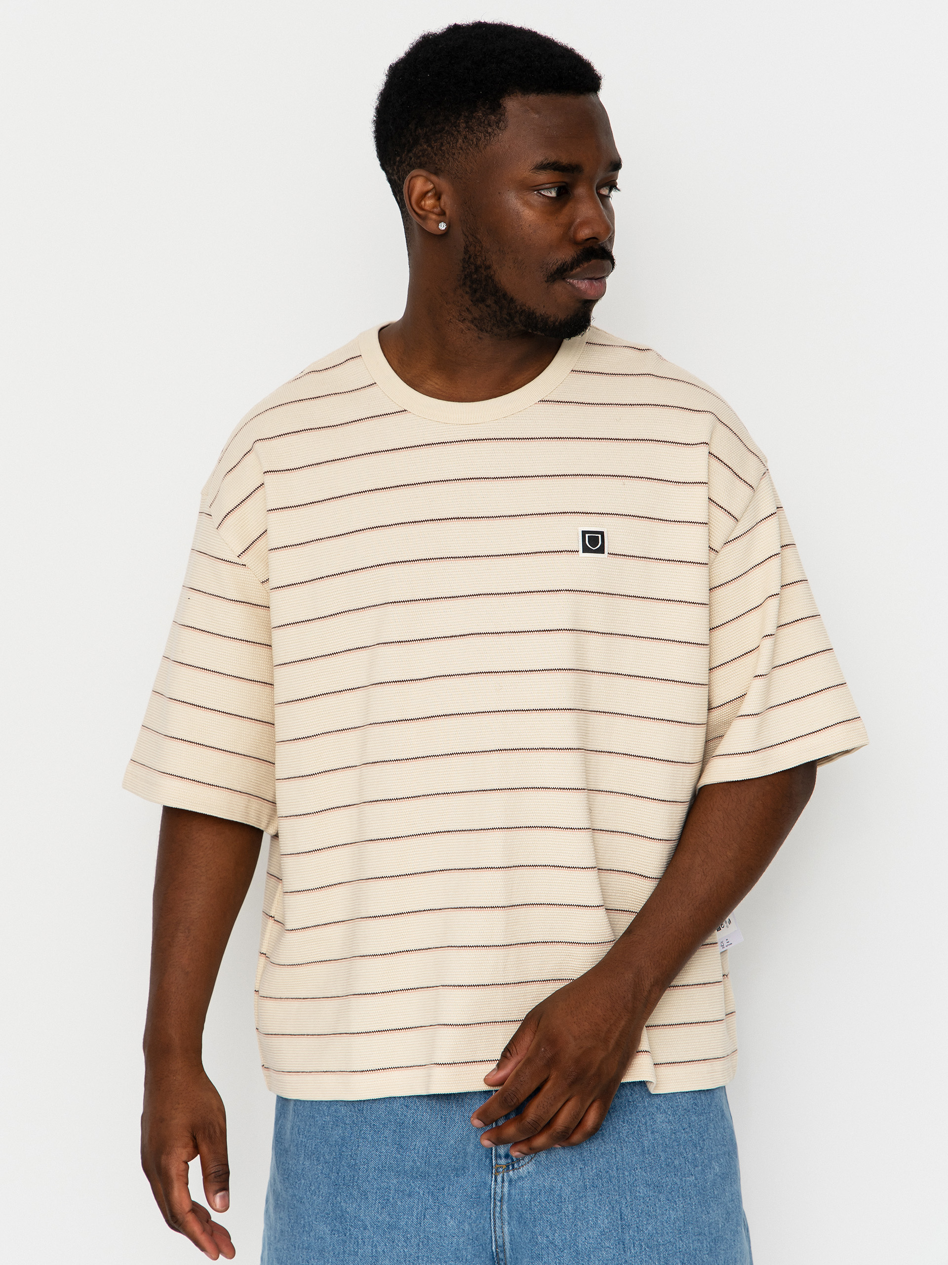 Póló Brixton Shield Pique Boxy Knit (whitecap/sea foam/pinecone bro)