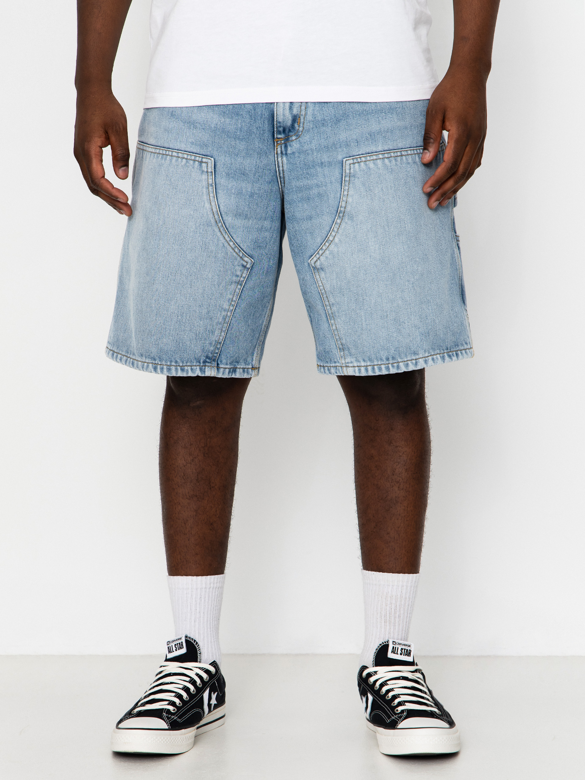 Ru00f6vidnadru00e1g Carhartt WIP Double Knee (blue heavy worn bleached)