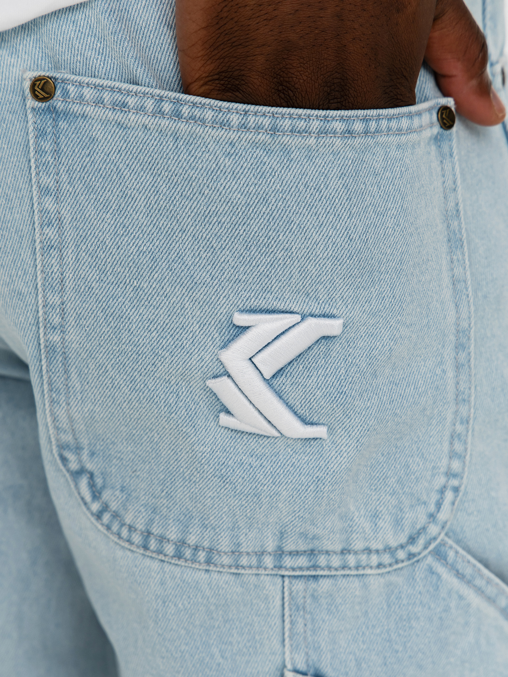 Karl Kani Retro Tapered Workwear Denim Kisnadrág (bleached blue)