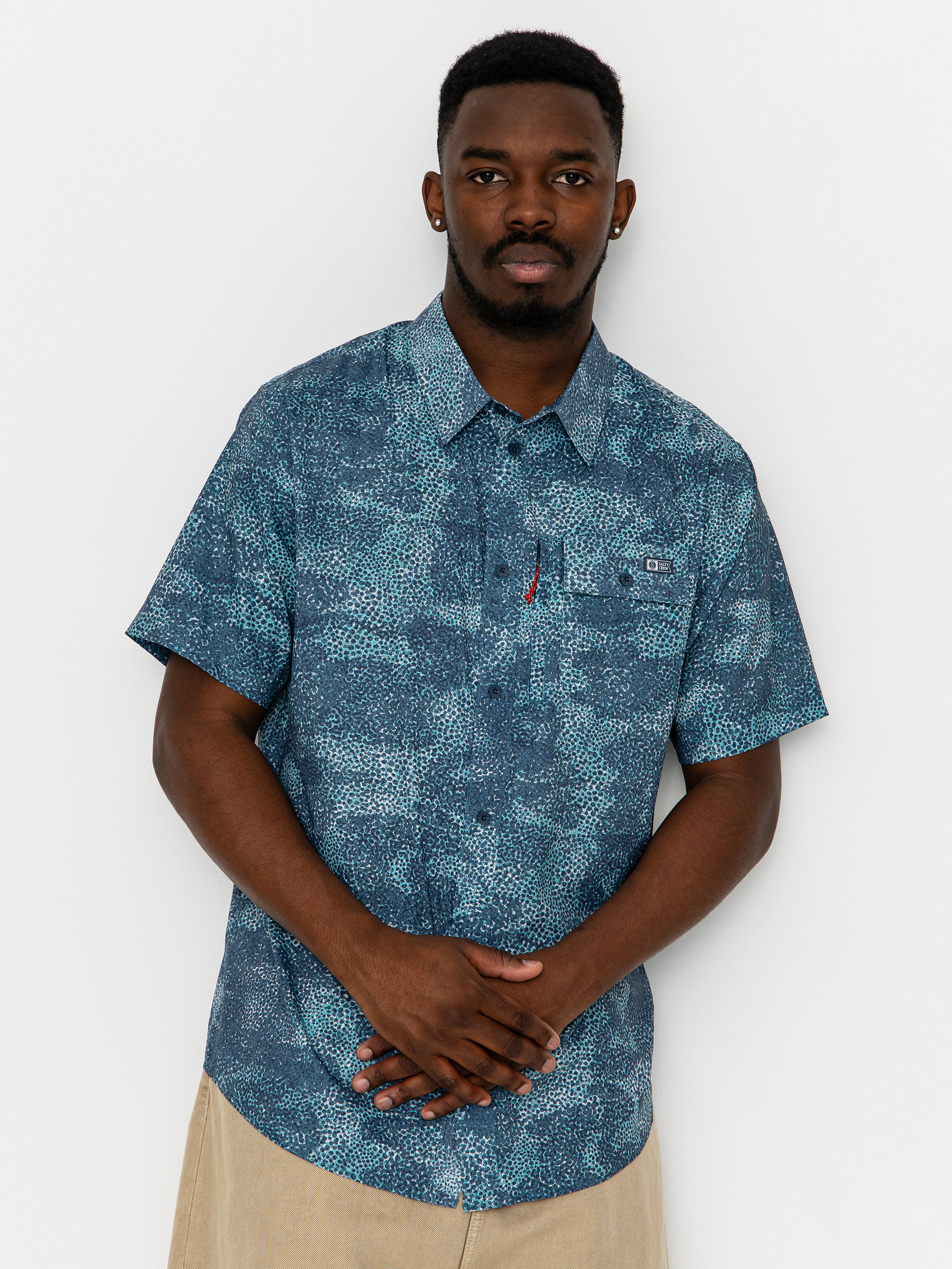 Ing Salty Crew Flagship Uv Button Up (dark navy)