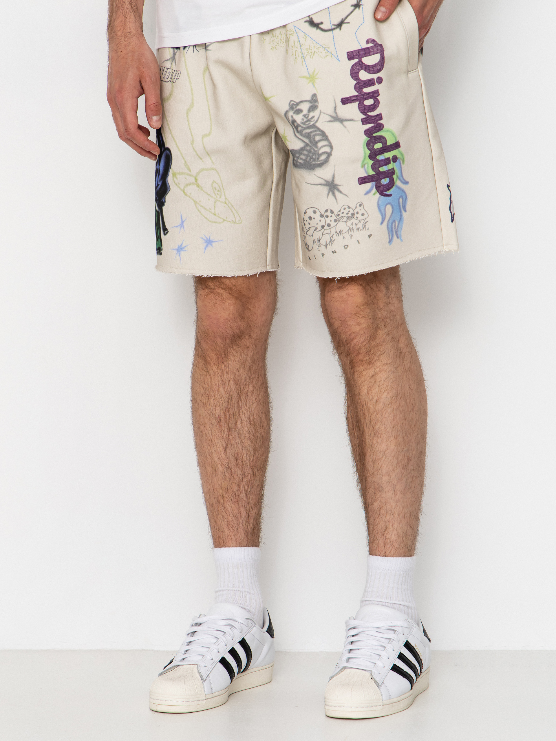 Rövidnadrág RipNDip Goosebumps Raw Edge (bone)