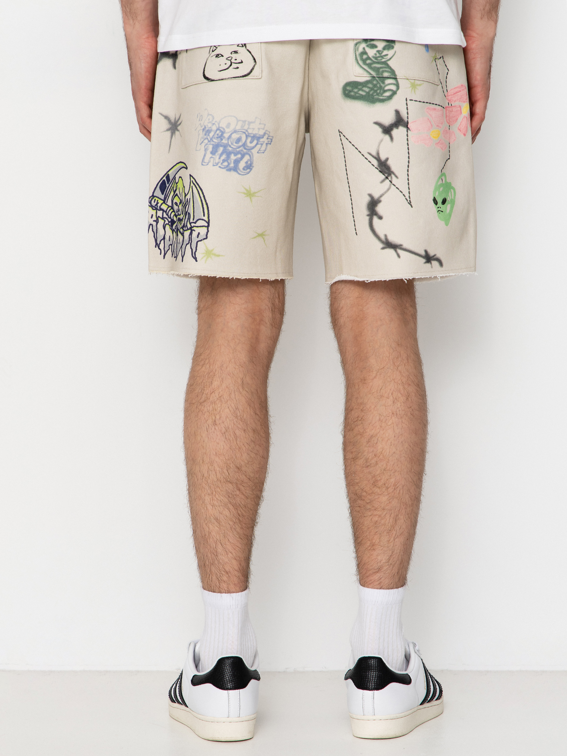 Rövidnadrág RipNDip Goosebumps Raw Edge (bone)