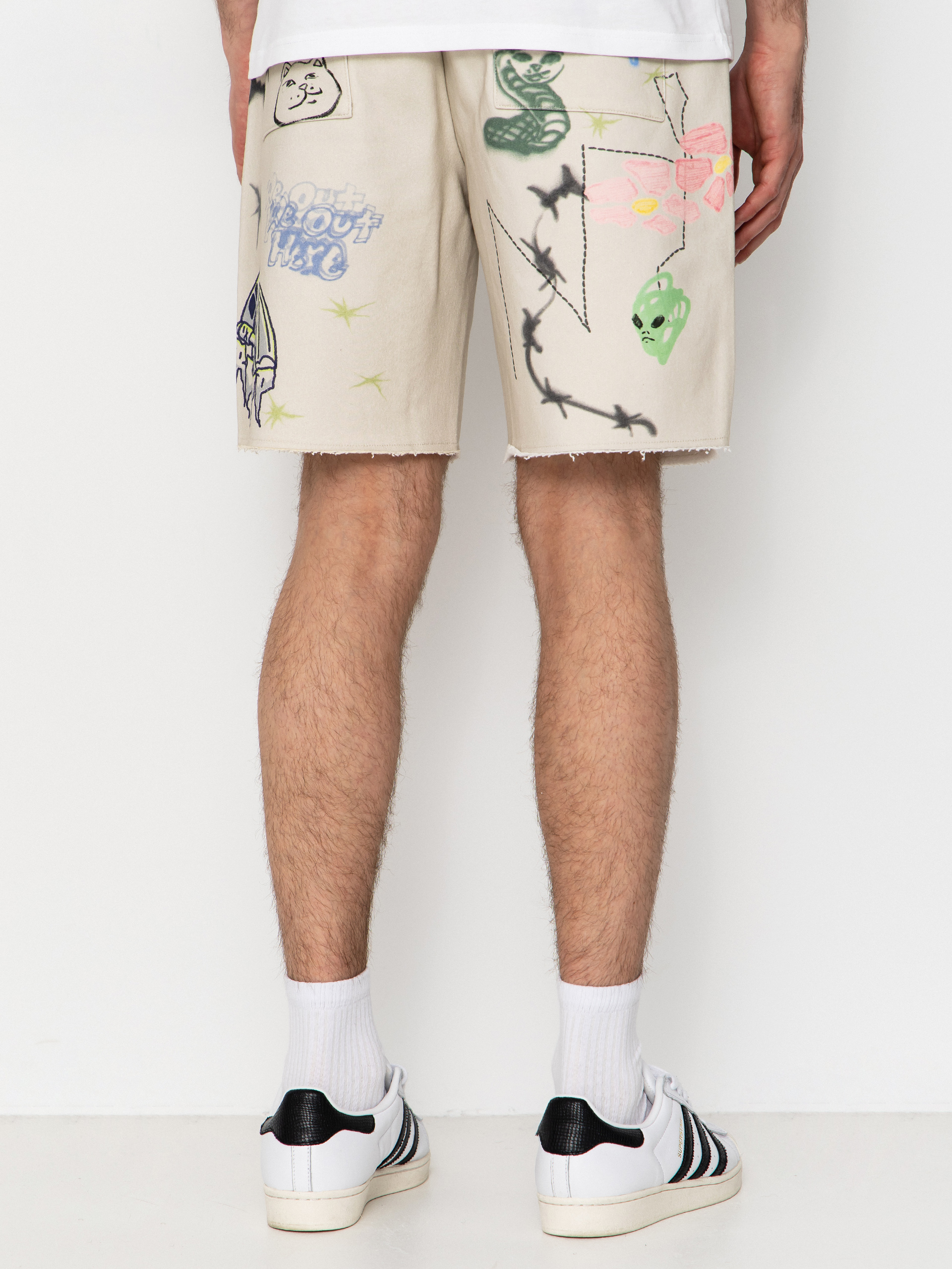 Rövidnadrág RipNDip Goosebumps Raw Edge (bone)