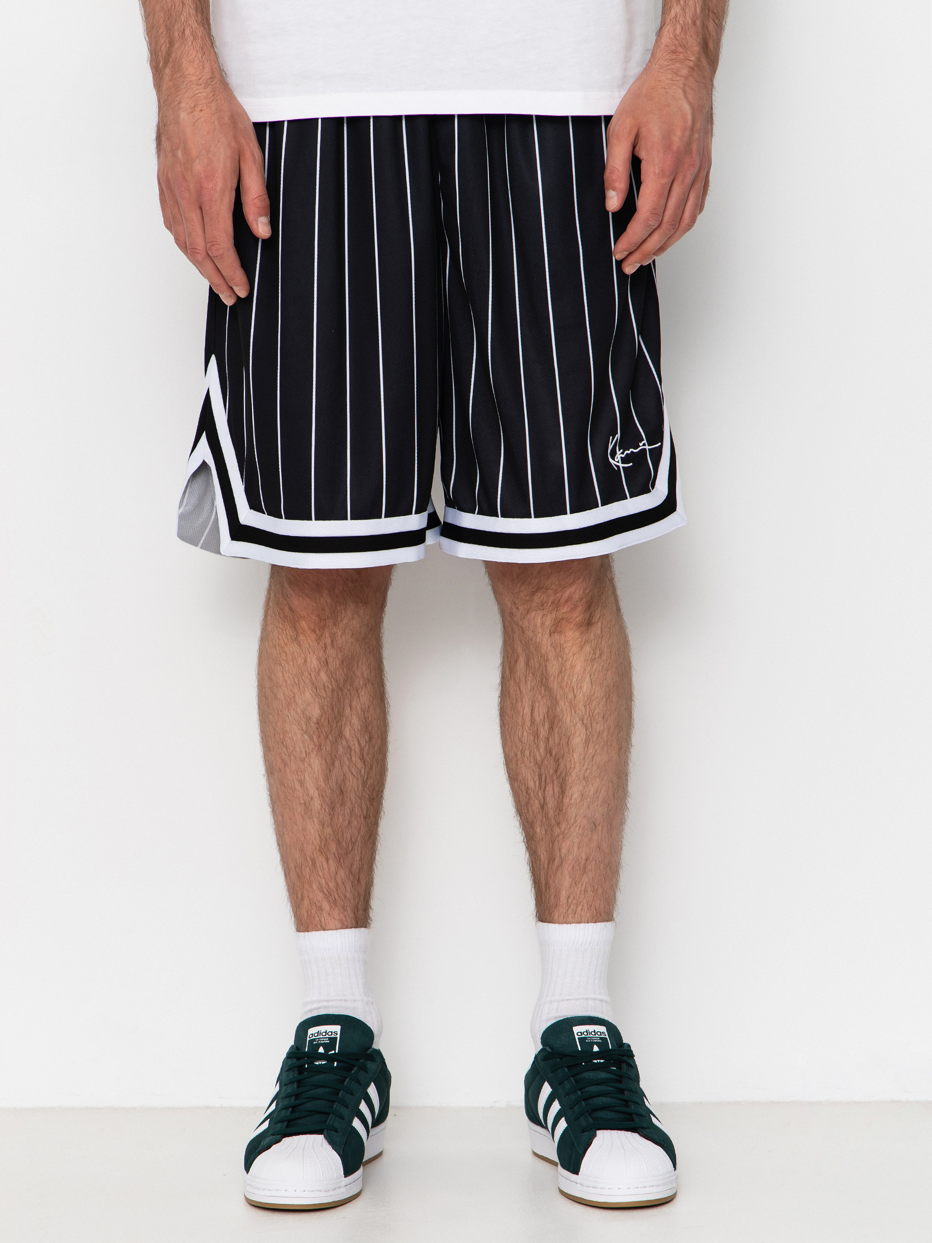 Karl Kani Small Signature Pinstripe Mesh Rövidnadrág (black/white)