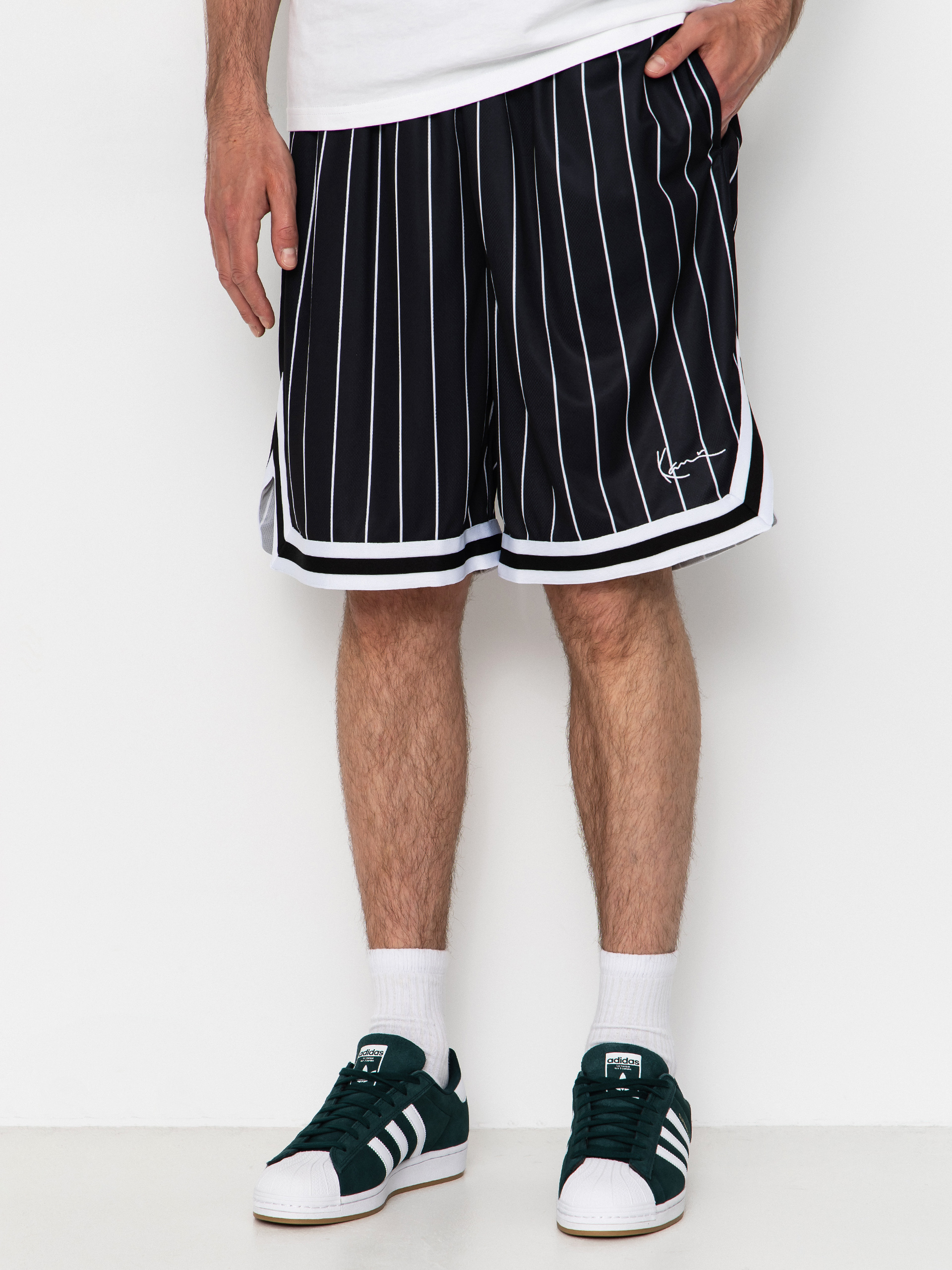 Karl Kani Small Signature Pinstripe Mesh Rövidnadrág (black/white)