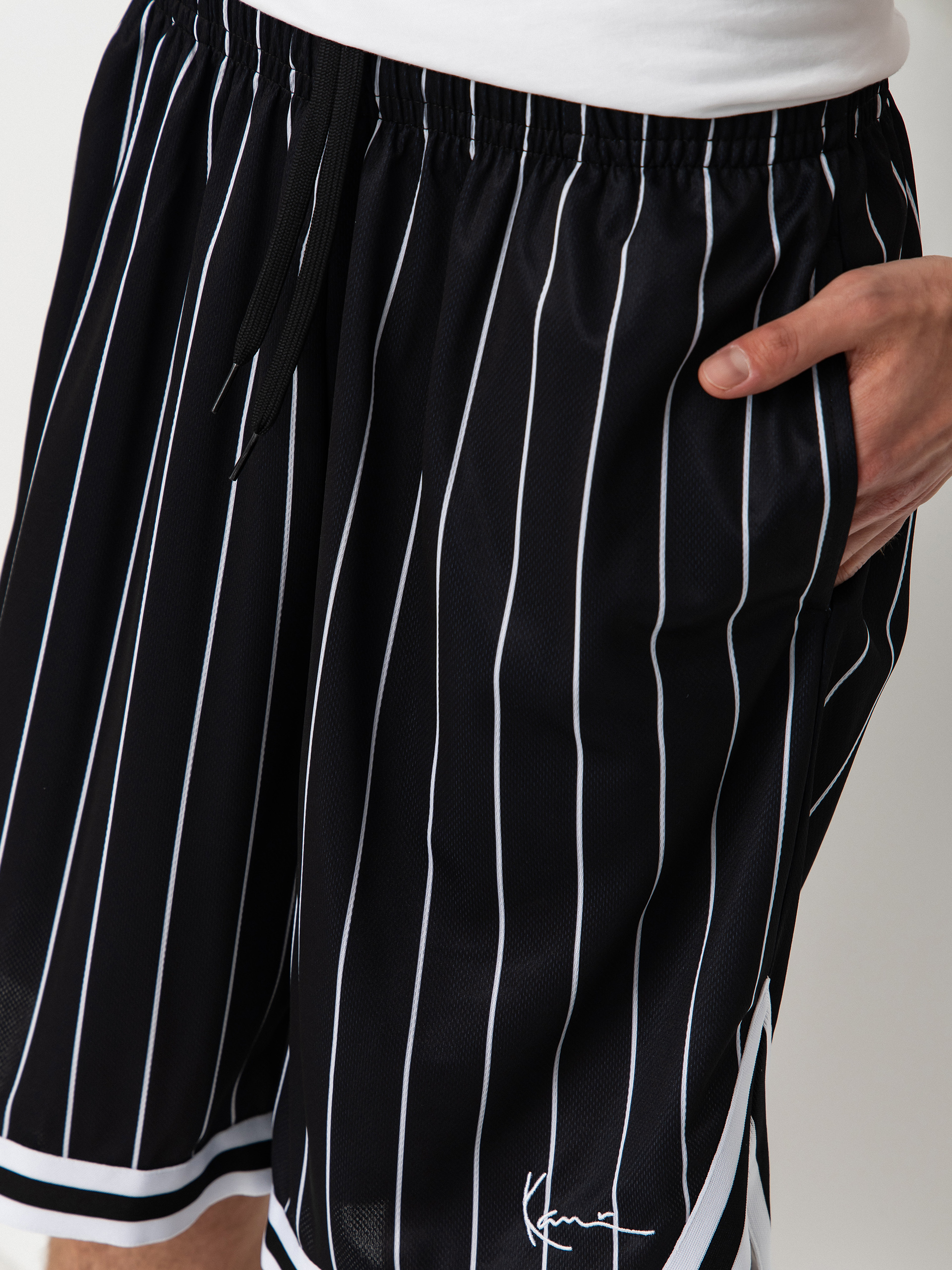 Karl Kani Small Signature Pinstripe Mesh Rövidnadrág (black/white)