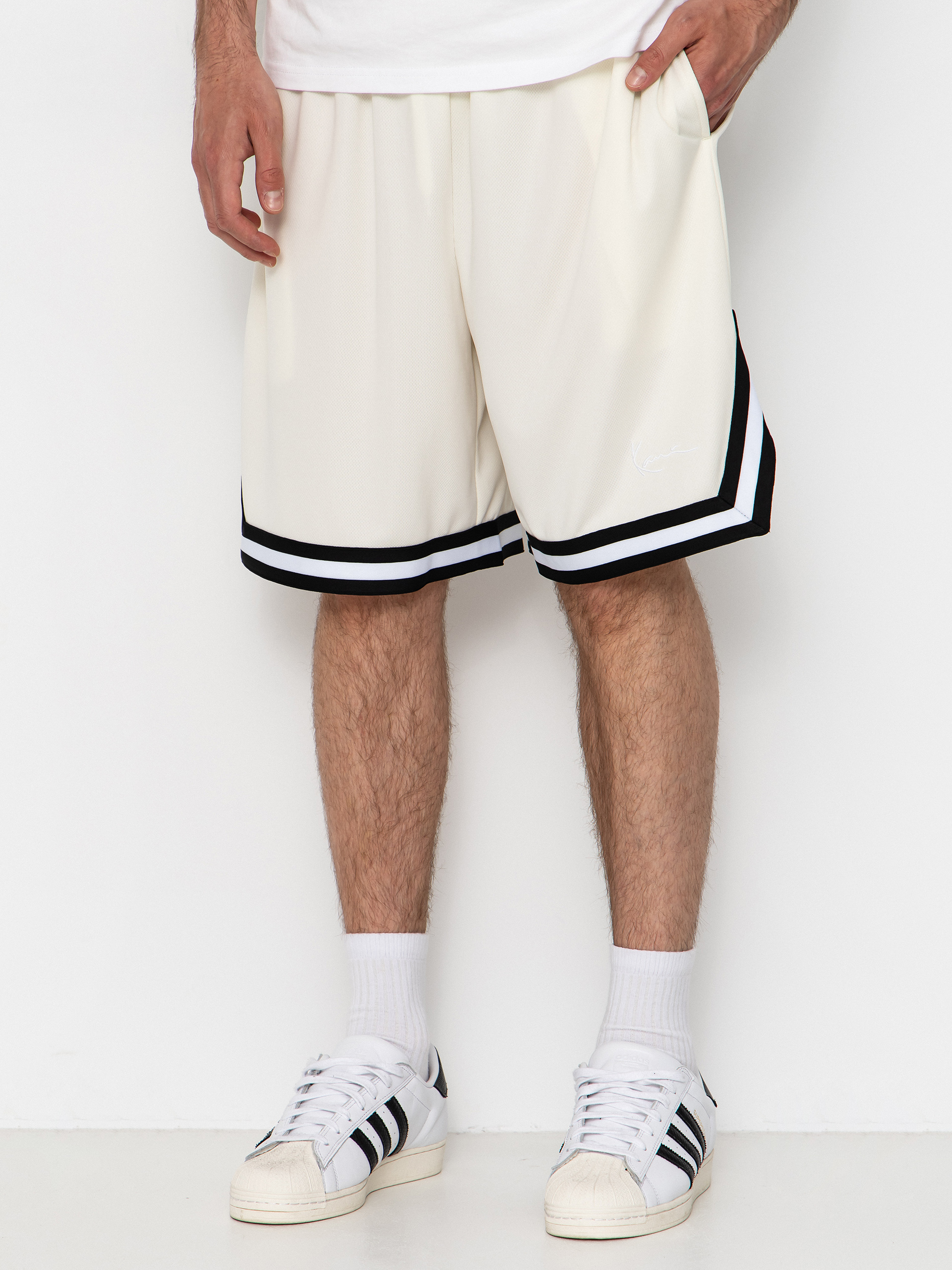 Rövidnadrág Karl Kani Small Signature Essential Mesh (off white)