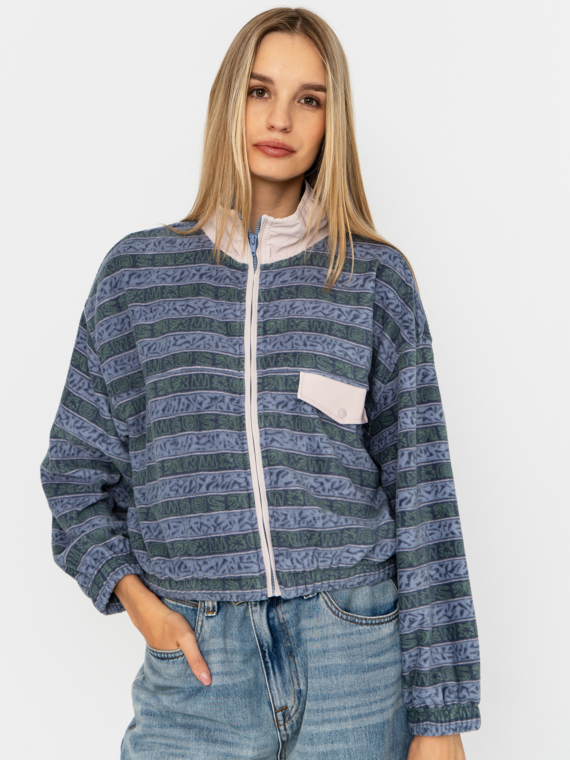 Quiksilver Kedai FZ Wmn Polár pulóver (ashley blue kedai stripe)