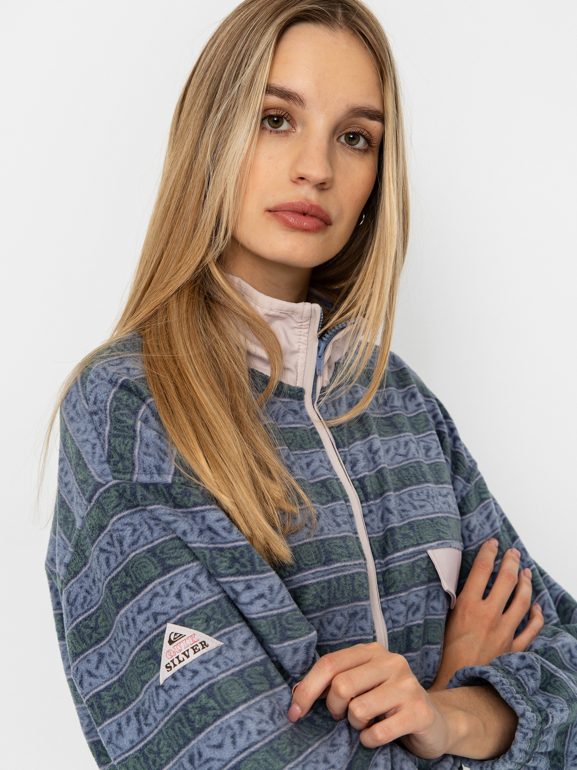 Női Quiksilver Kedai FZ Polár pulóver (ashley blue kedai stripe)