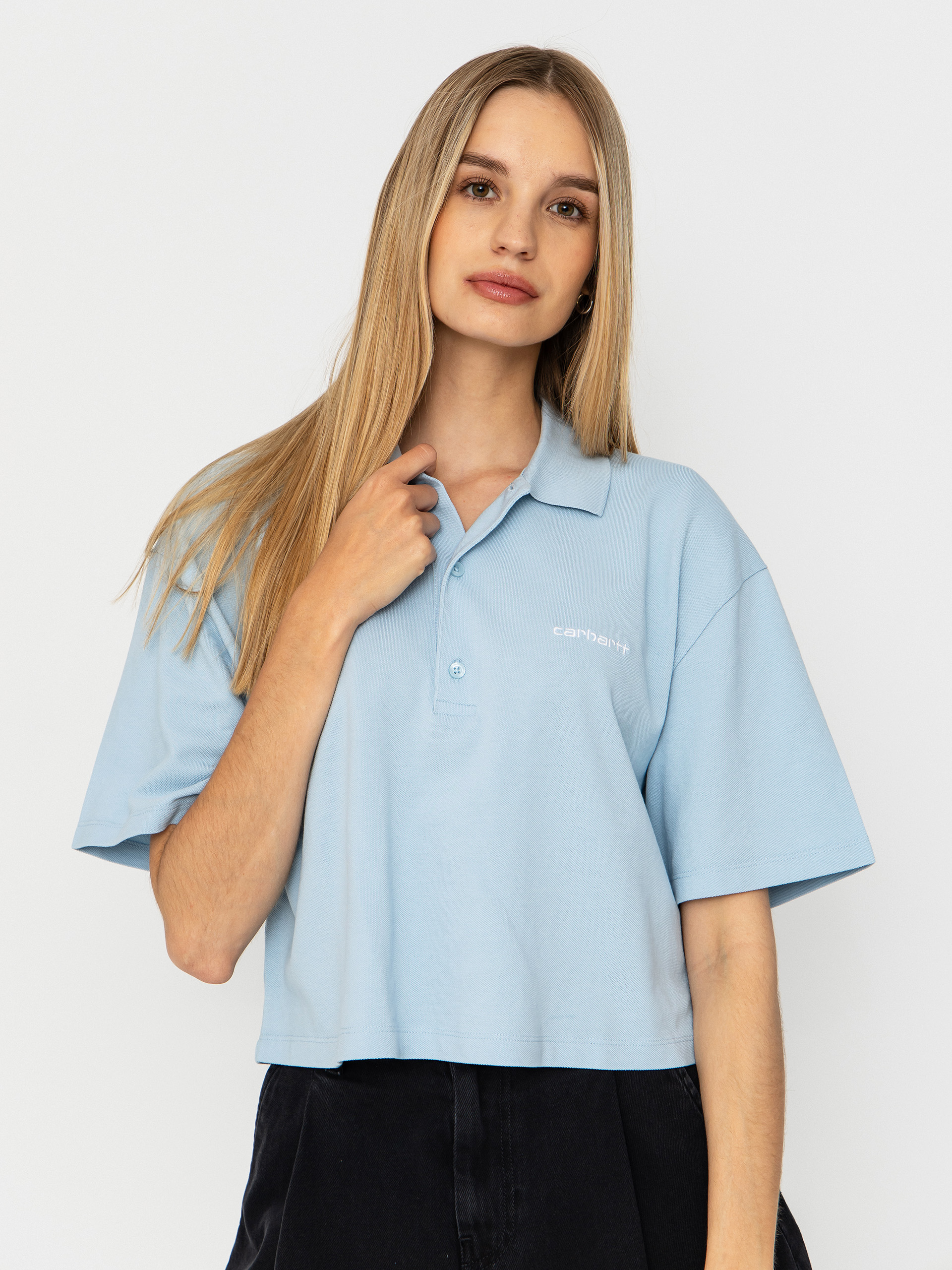 Póló Carhartt WIP Script Polo Wmn (icaria/white)