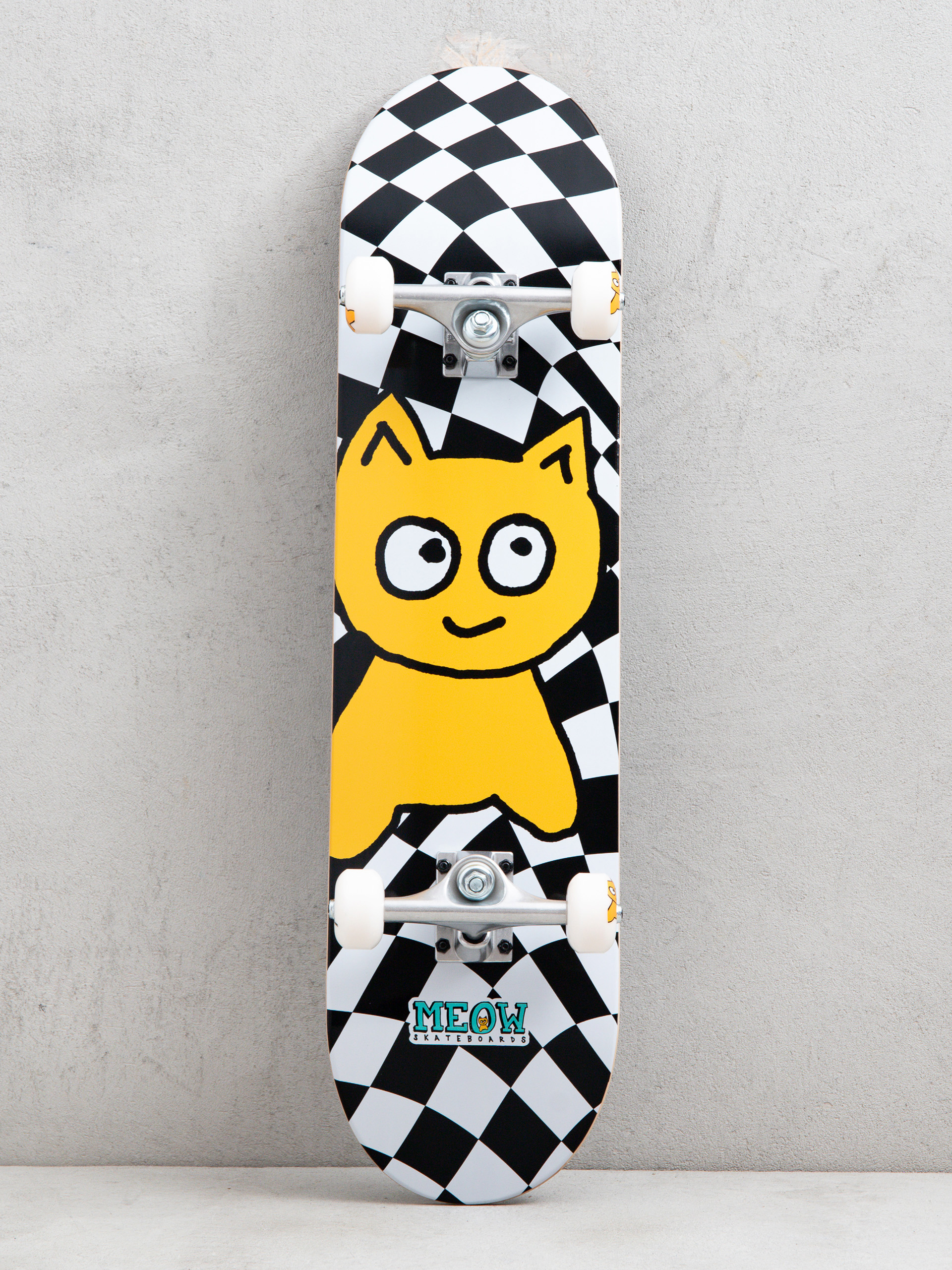 Meow Skateboards Big Cat Checker Twist Komplett gördeszka (black/white)
