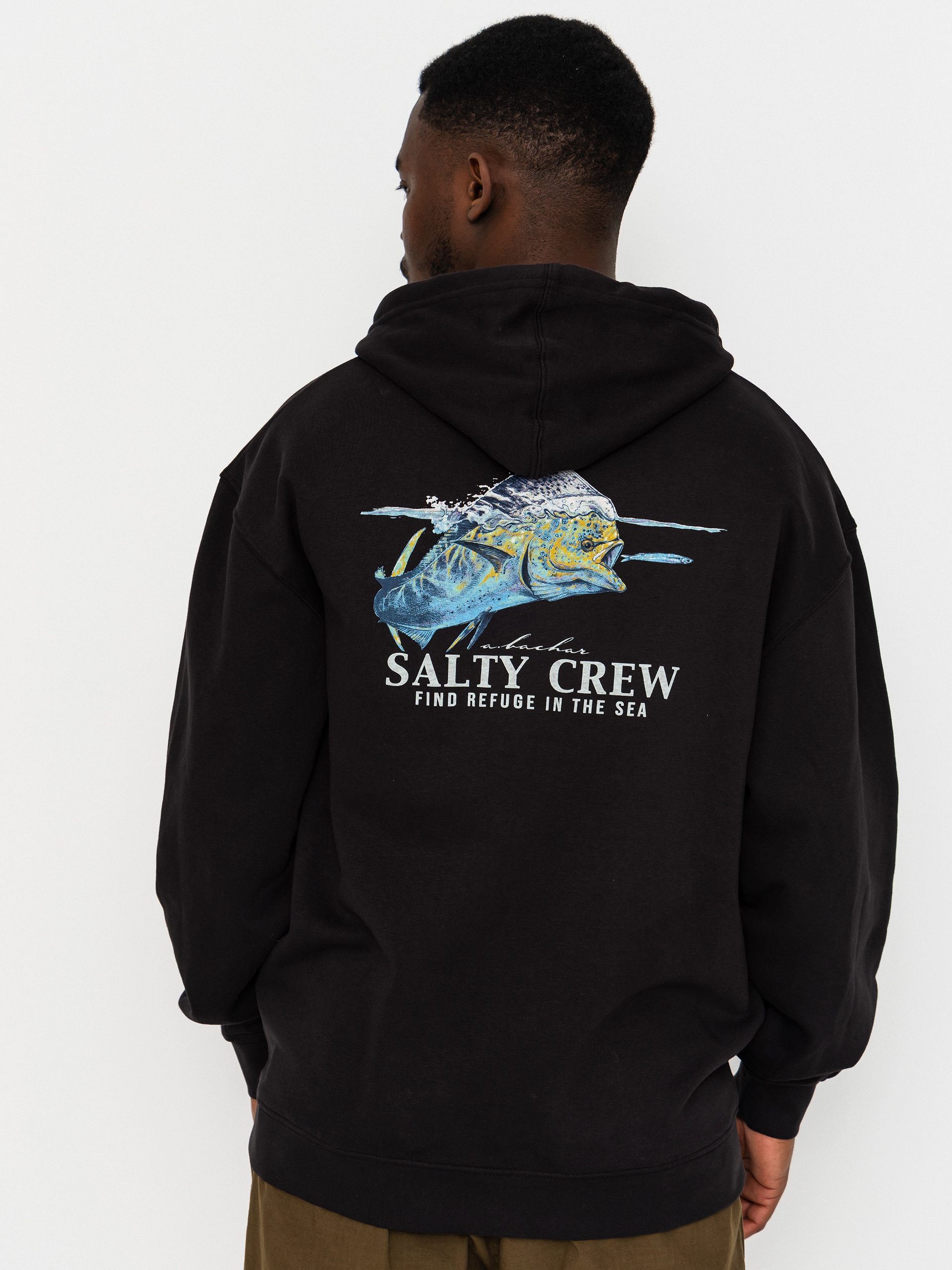 Kapucnis pulóver Salty Crew Mahi Surface HD (black)