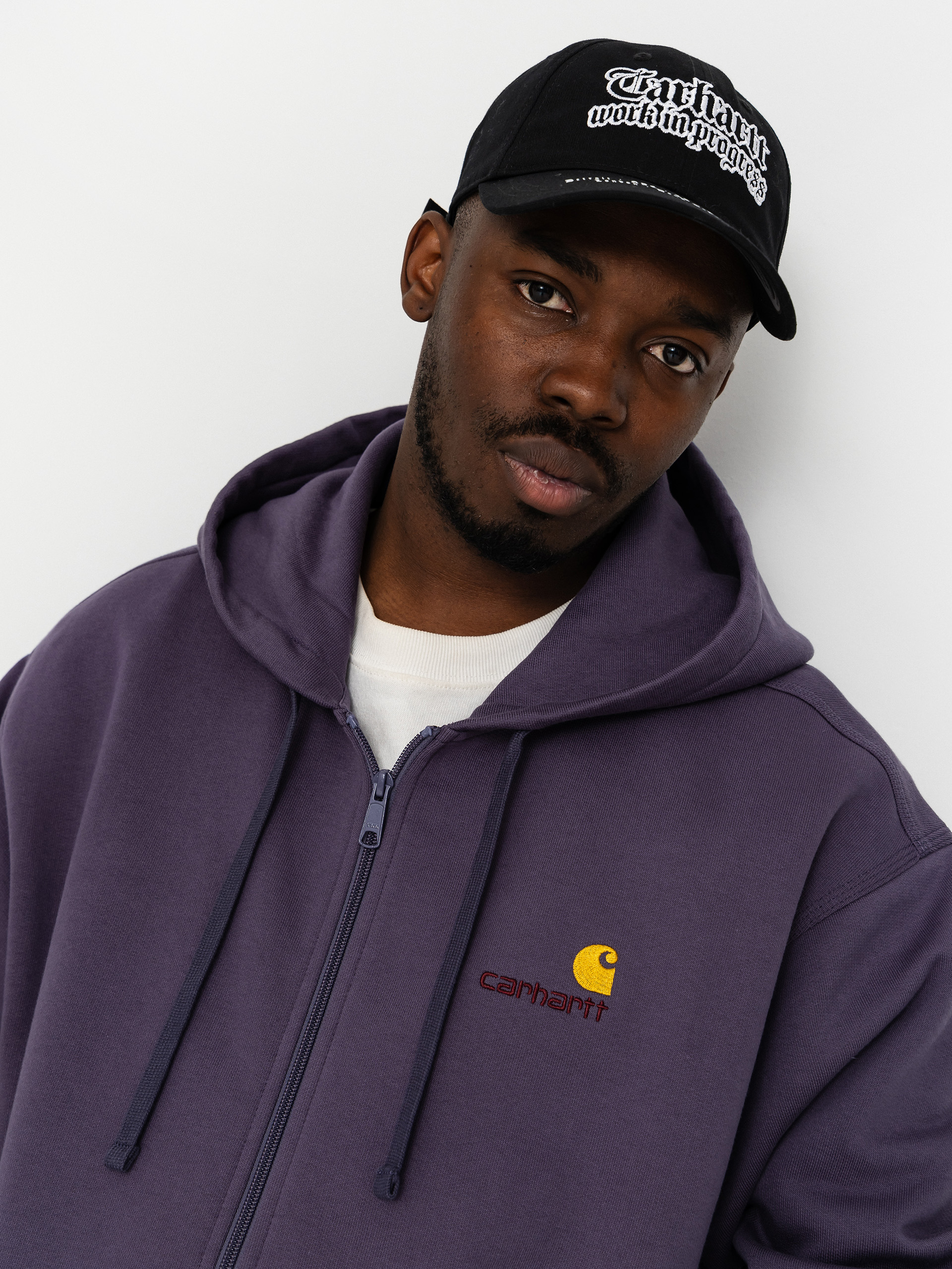Kapucnis pulóver Carhartt WIP American Script ZHD (shady purple)