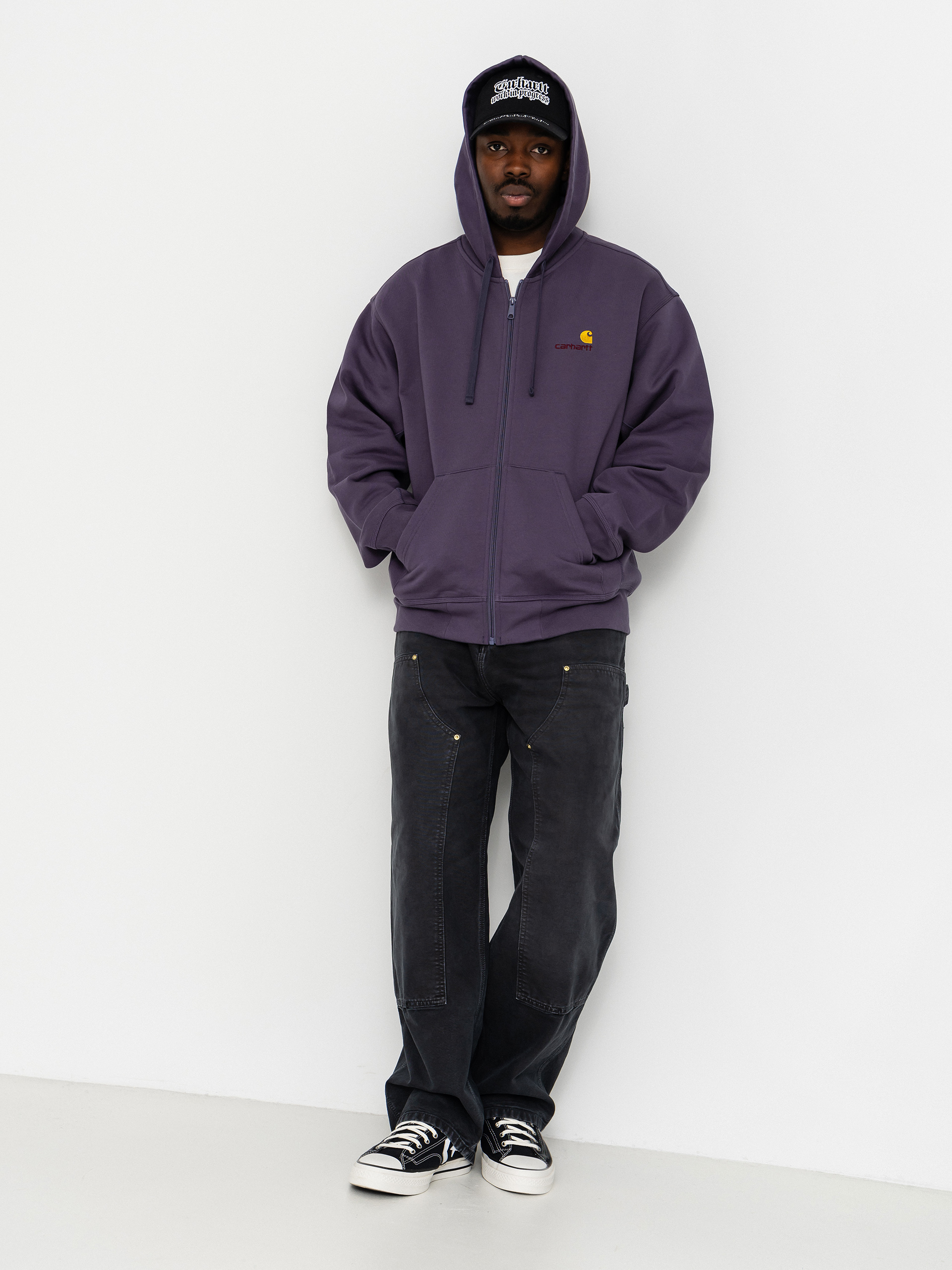 Kapucnis pulóver Carhartt WIP American Script ZHD (shady purple)