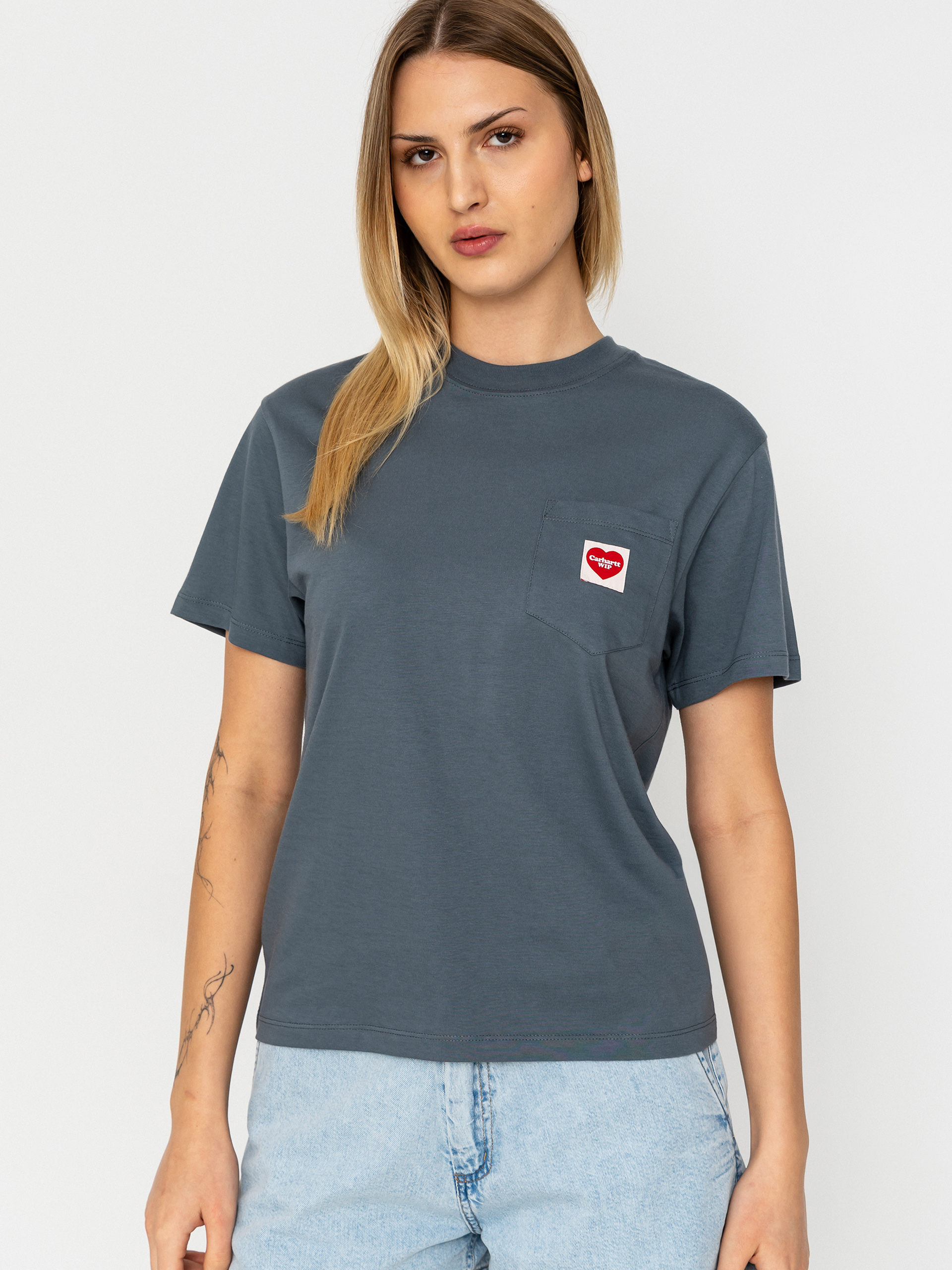 Póló Carhartt WIP Pocket Heart Wmn (cozy blue/red)