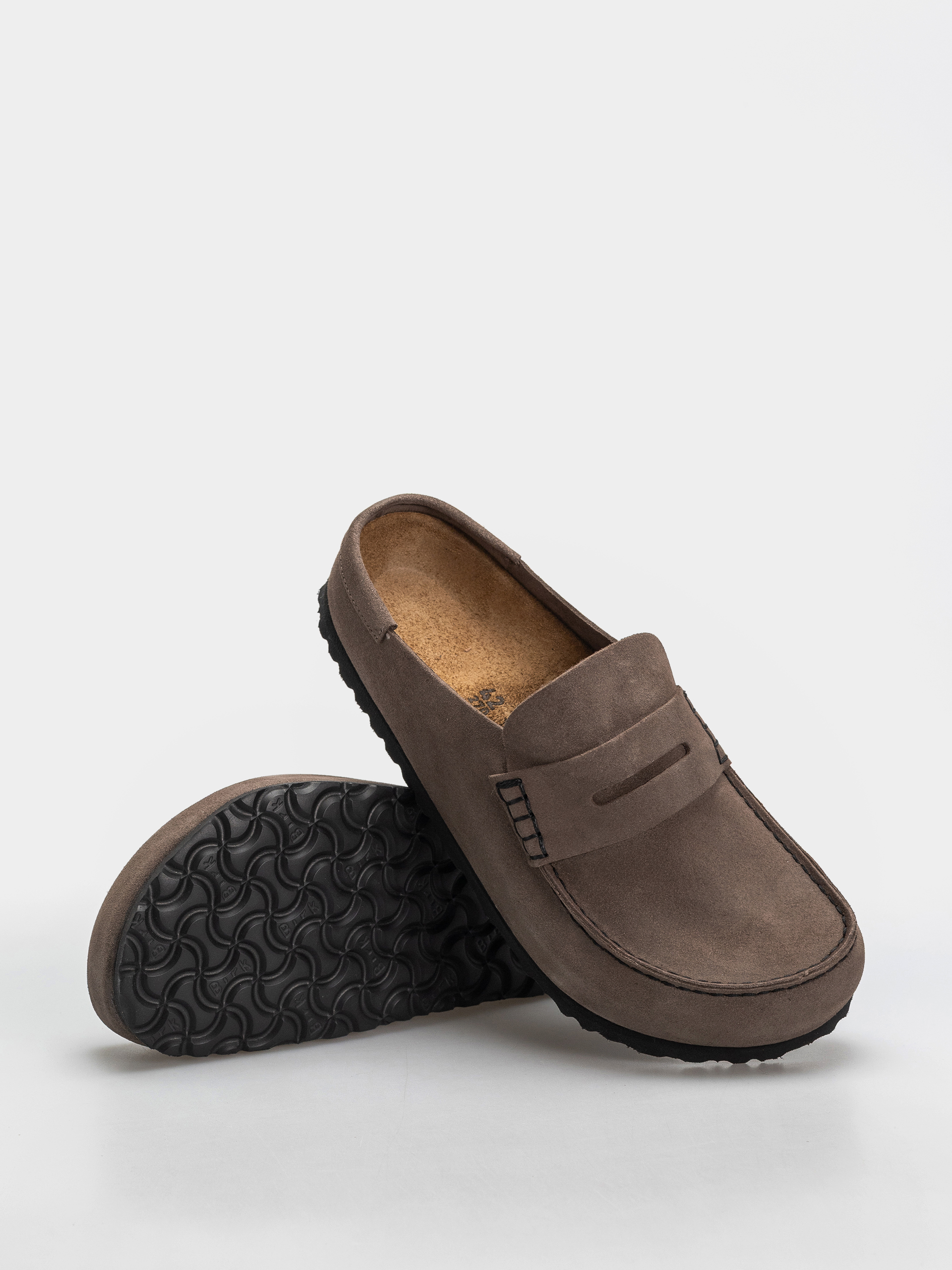 Birkenstock Naples Wrapped Suede Leather Regular Flip-flop papucsok (concrete gray)