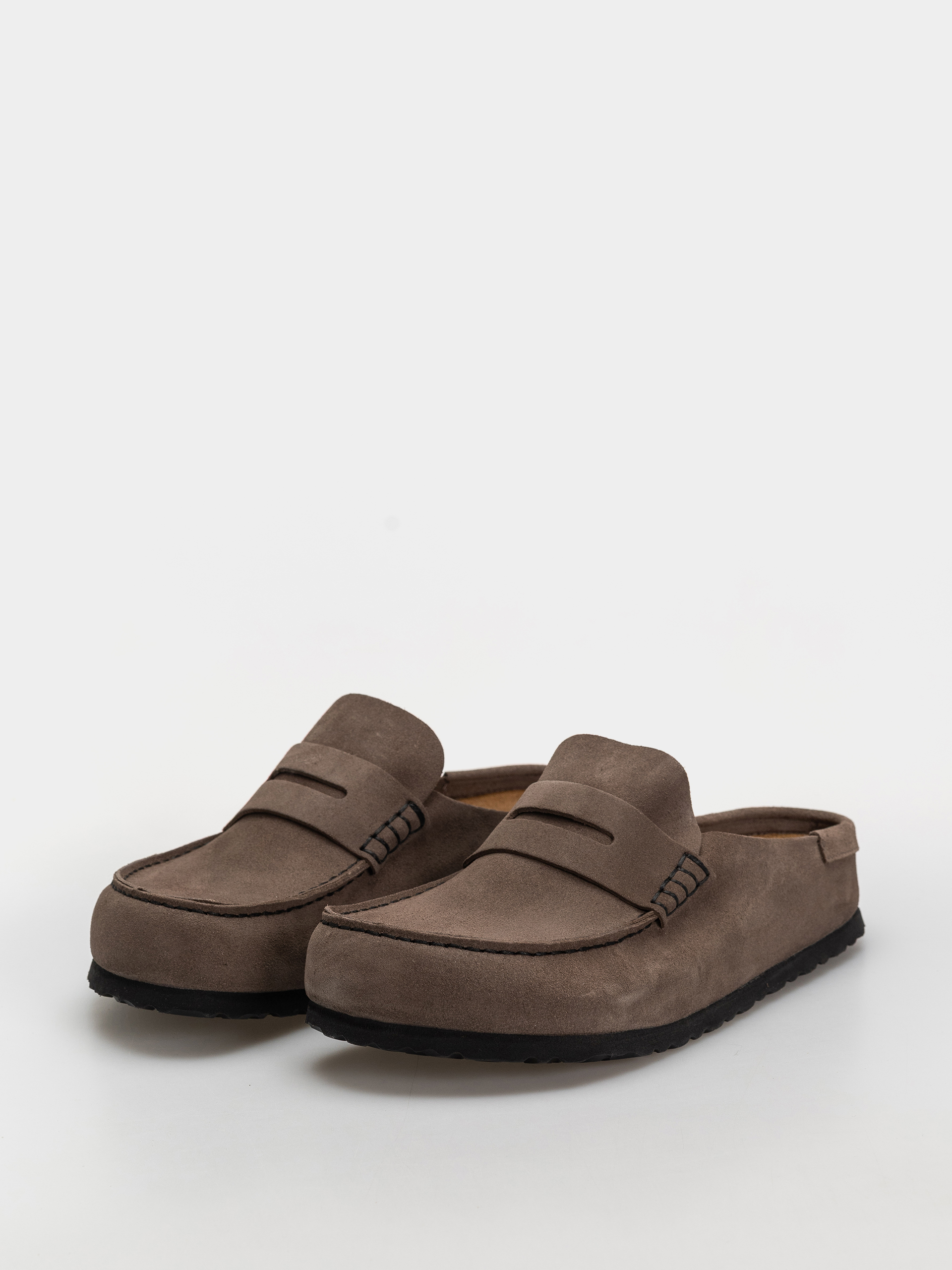 Birkenstock Naples Wrapped Suede Leather Regular Flip-flop papucsok (concrete gray)