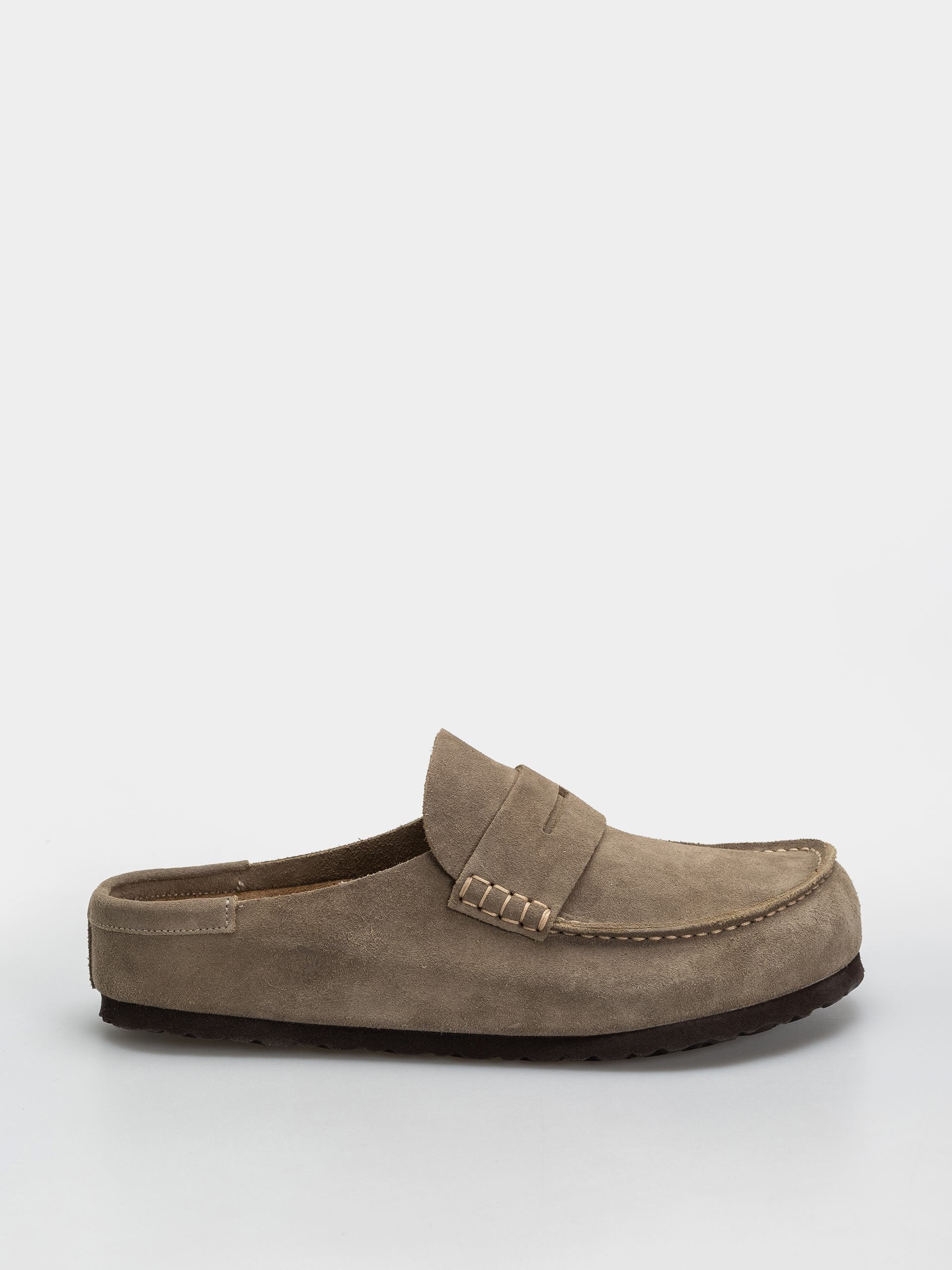Birkenstock Naples Wrapped Suede Leather Regular Flip-flop papucsok (taupe)